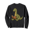 Brachiosaurus Dinosaur Reading Book Nerd Sweatshirt - Unique Graphic Unisex - T-Shirt, Sweatshirt, Hoodie