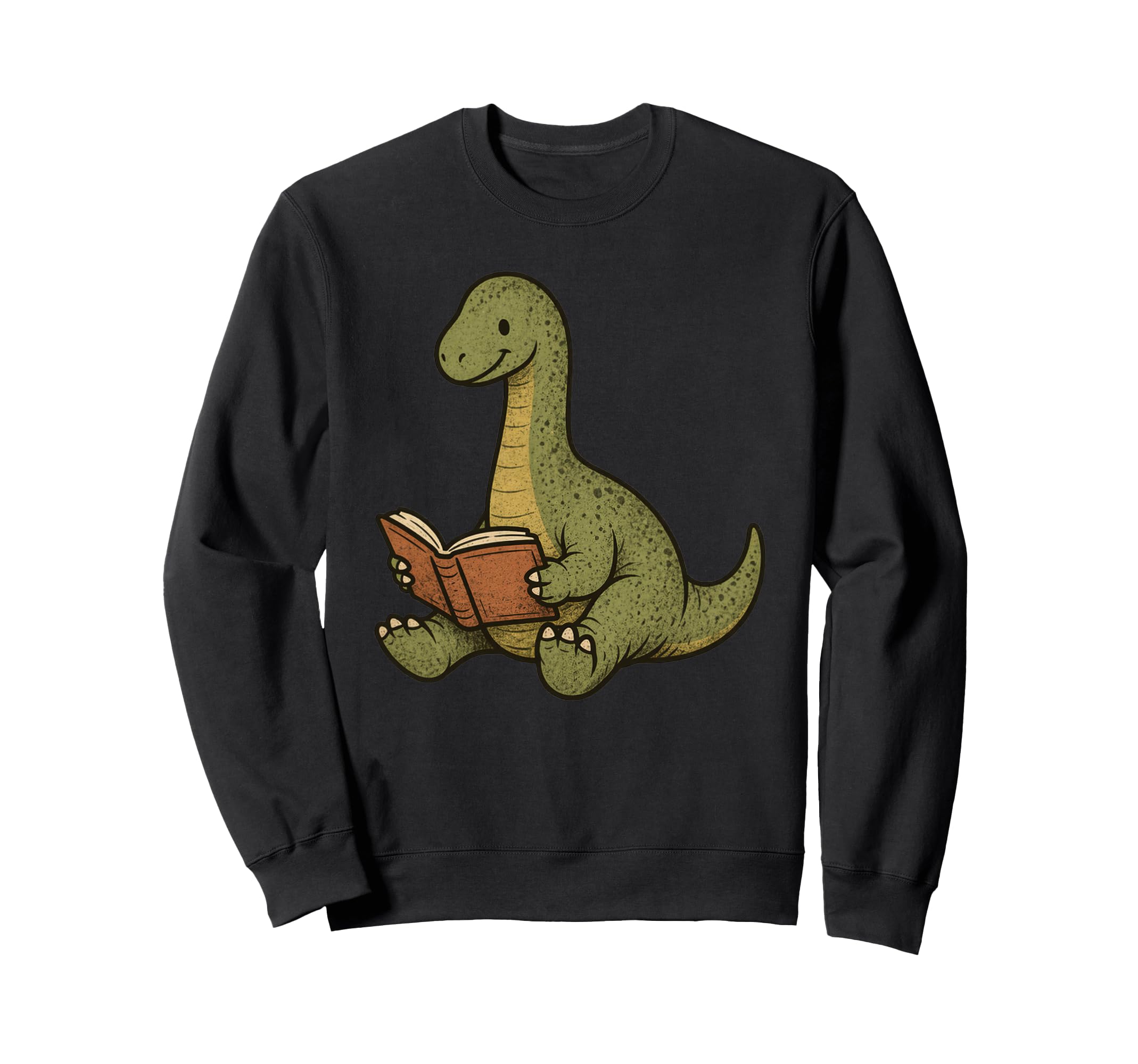 Brachiosaurus Dinosaur Reading Book Nerd Sweatshirt - Unique Graphic Unisex - T-Shirt, Sweatshirt, Hoodie