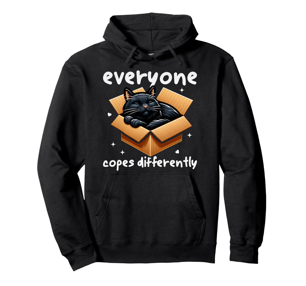Everyone Copes Differently Cat Napping Hoodie - Trendy Graphic Unisex - T-Shirt, Sweatshirt, Hoodie