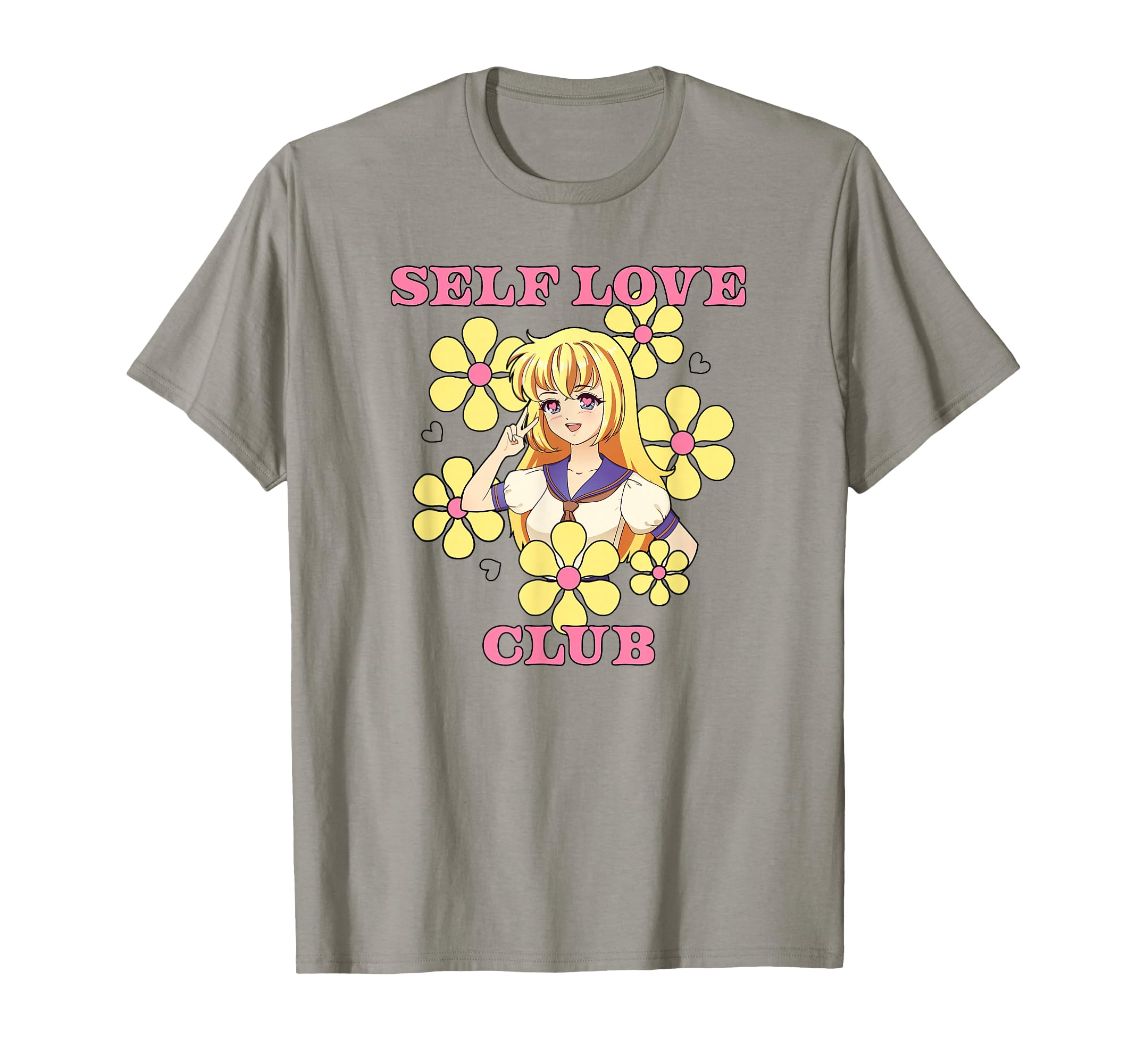 Anime Self Love Club Floral T-Shirt - Unique Graphic Unisex - T-Shirt, Sweatshirt, Hoodie