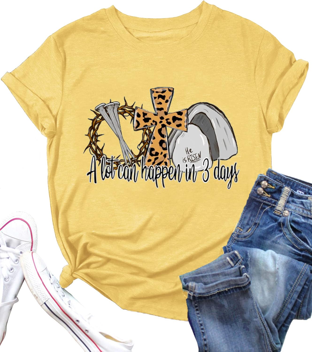 A Lot Can Happen in 3 Days Shirt Women Christian Easter Tshirts Casual Short Sleeve Religious Quotes Tee Tops - T-Shirt, Sweatshirt, Hoodie