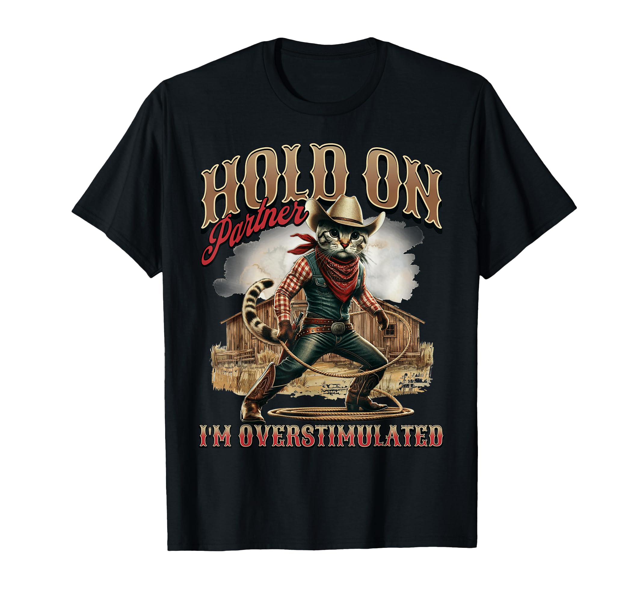 Hold Partner Im Overstimulated Western T-Shirt - Streetwear Style Unisex - T-Shirt, Sweatshirt, Hoodie