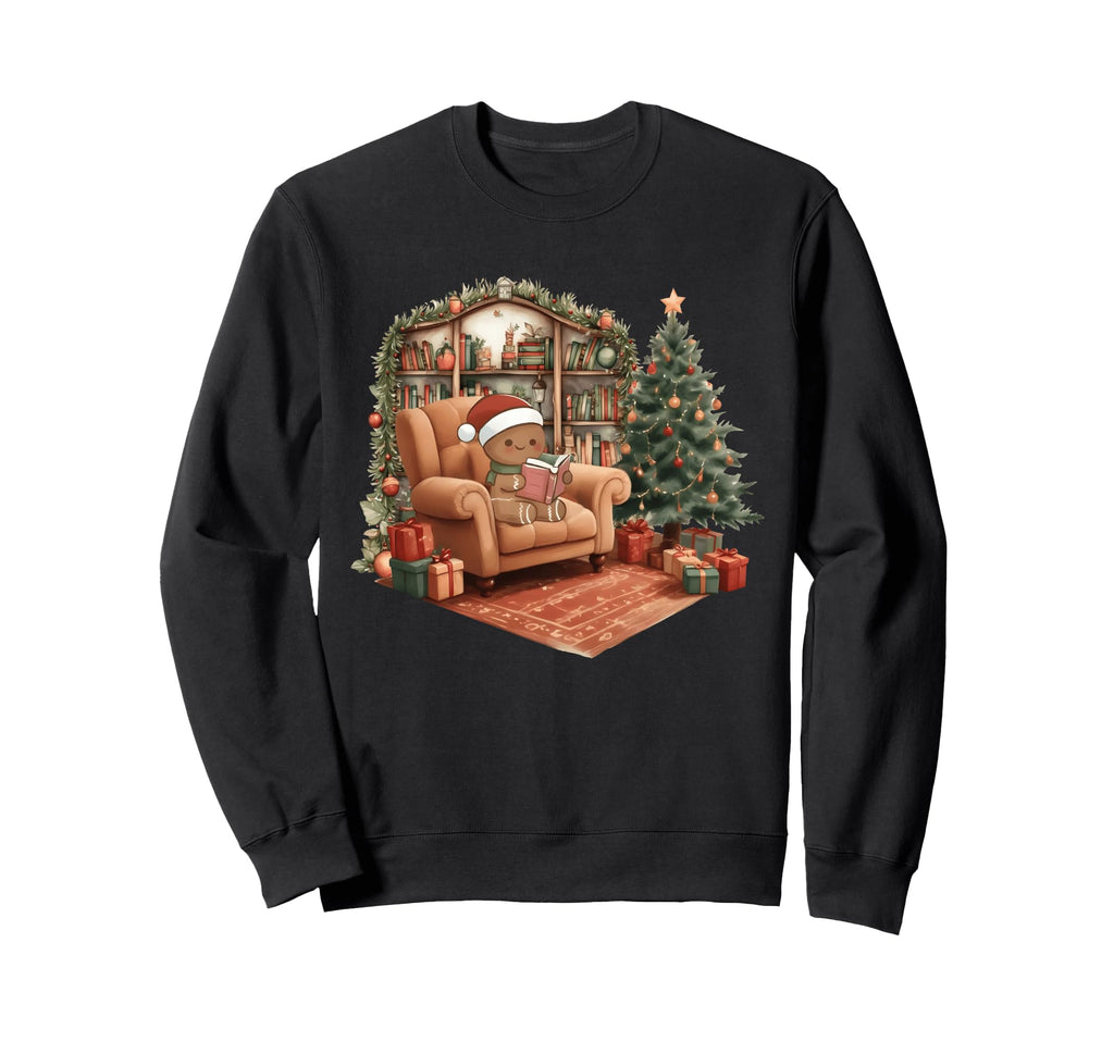 Gingerbread Reading Book Lovers Sweatshirt - Unique Graphic Men Women - T-Shirt, Sweatshirt, Hoodie