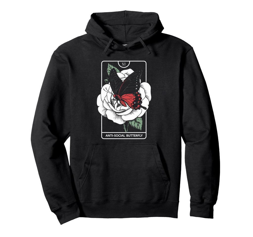 Anti Social Butterfly Gothic Tarot Hoodie - Casual Everyday Wear Men Women - T-Shirt, Sweatshirt, Hoodie