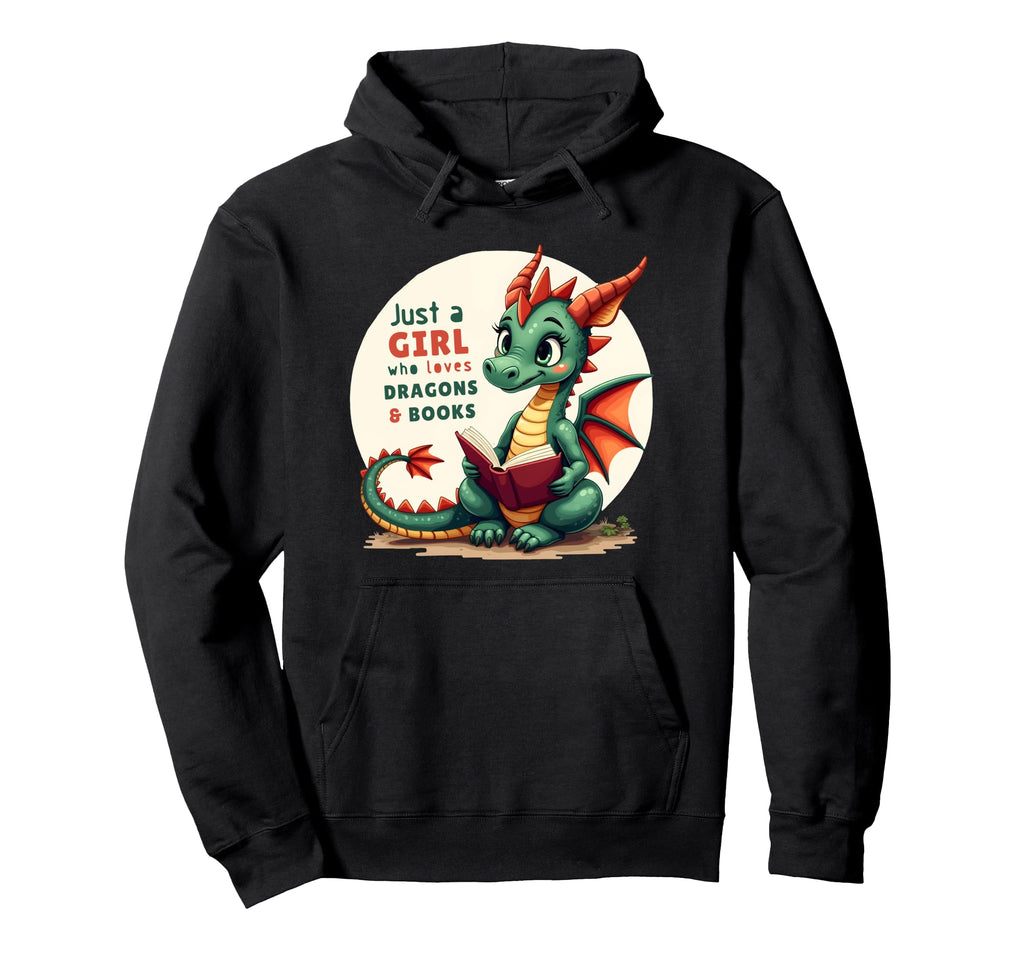 Just Who Loves Dragons And Books Book Hoodie - Streetwear Style Unisex - T-Shirt, Sweatshirt, Hoodie