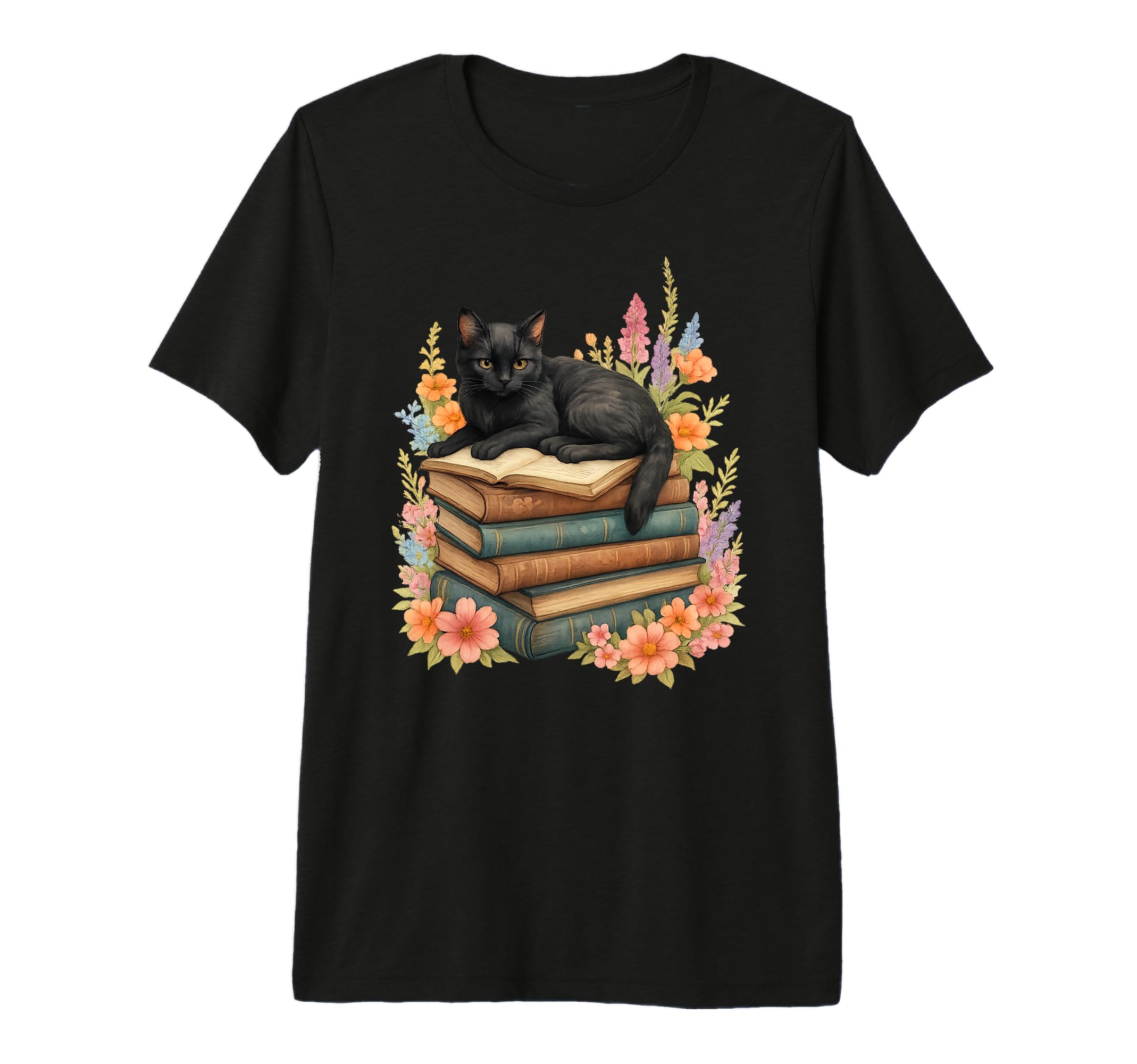 Books And Black Cat Book Reader Book T-Shirt - Unique Graphic Men Women - T-Shirt, Sweatshirt, Hoodie