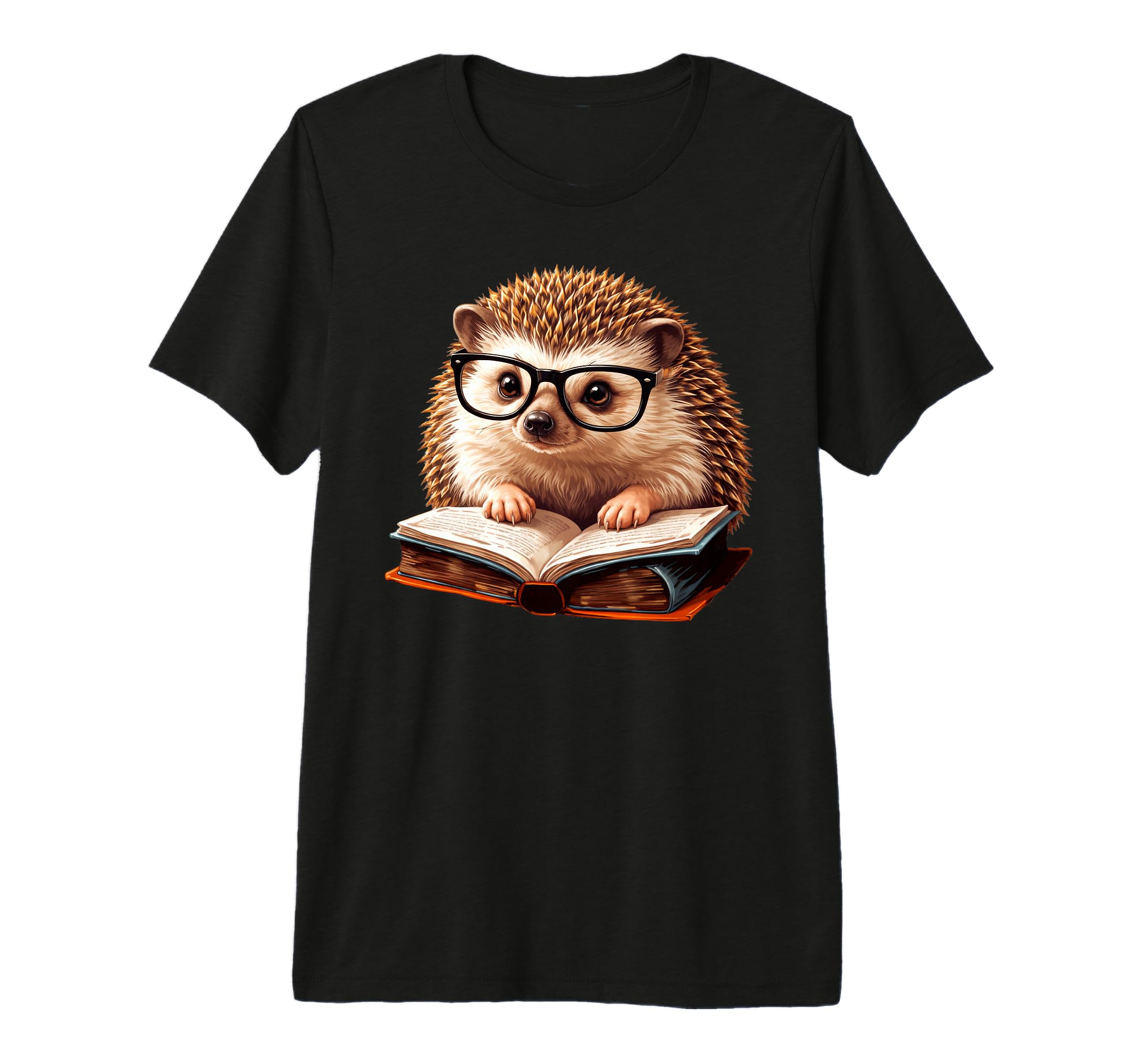 Hedgehog Reading Book Nerd Tri Blend T-Shirt - Custom Art Print Unisex - T-Shirt, Sweatshirt, Hoodie