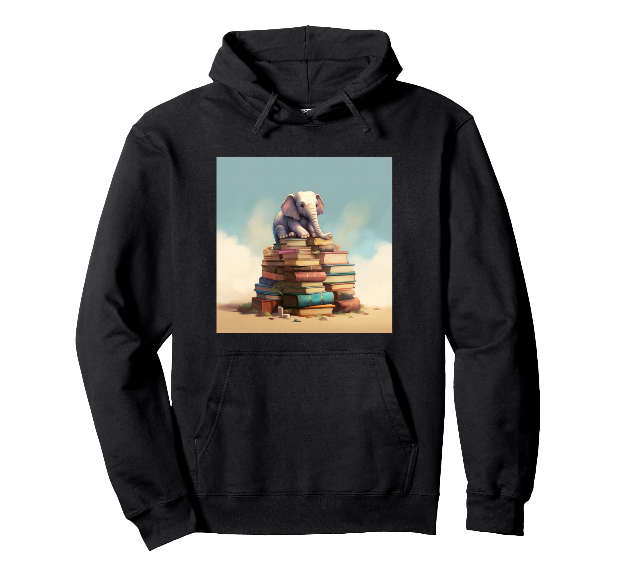 Book Nerd Elephant Reading Book Lover Hoodie - Novelty Apparel Men Women - T-Shirt, Sweatshirt, Hoodie