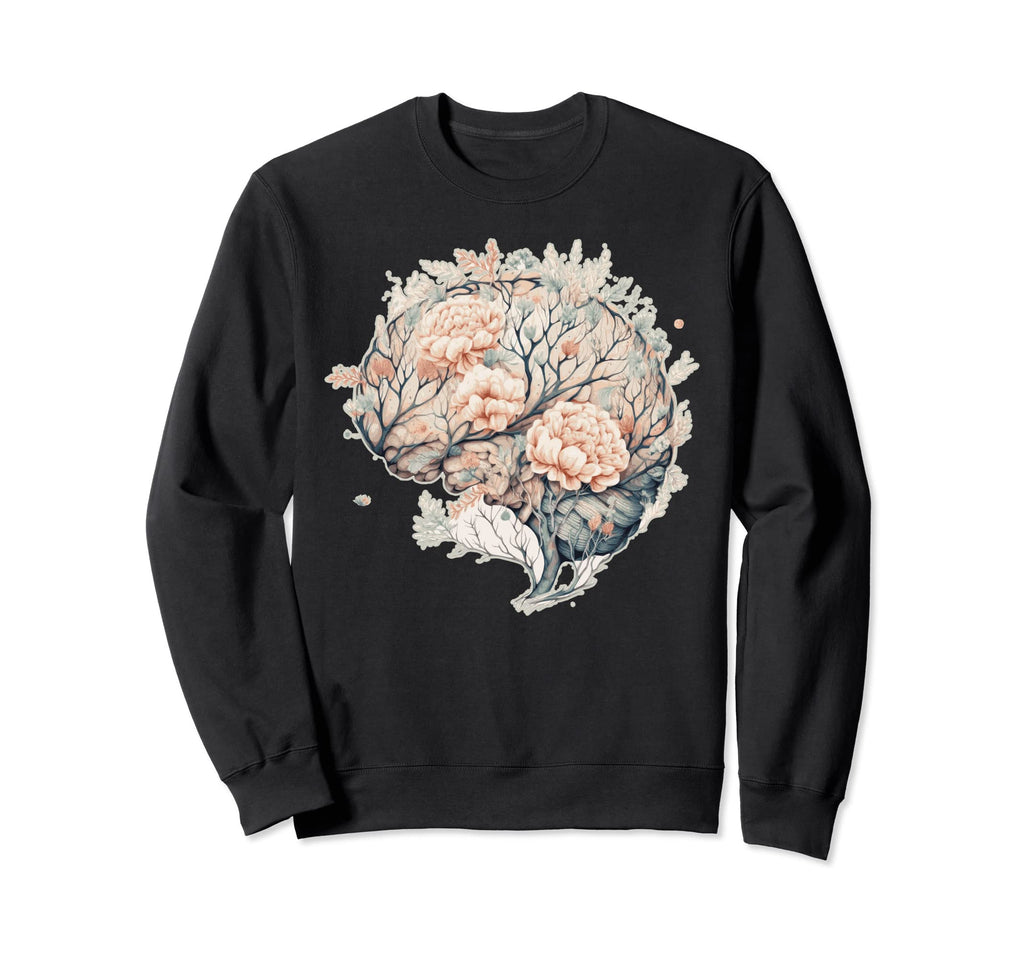 Brain Flower Neuro Science Floral Sweatshirt - Custom Art Print Unisex - T-Shirt, Sweatshirt, Hoodie