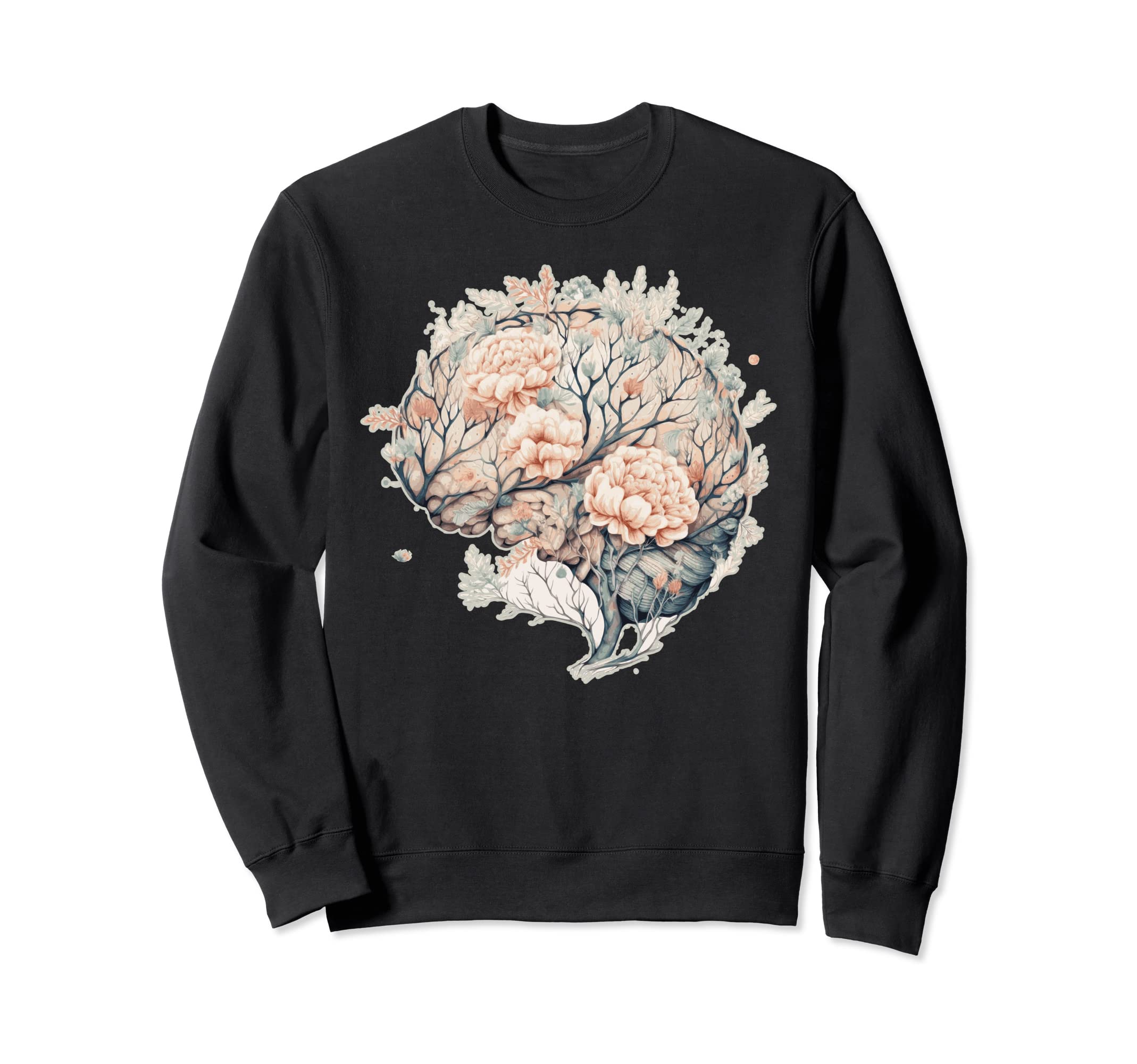 Brain Flower Neuro Science Floral Sweatshirt - Custom Art Print Unisex - T-Shirt, Sweatshirt, Hoodie