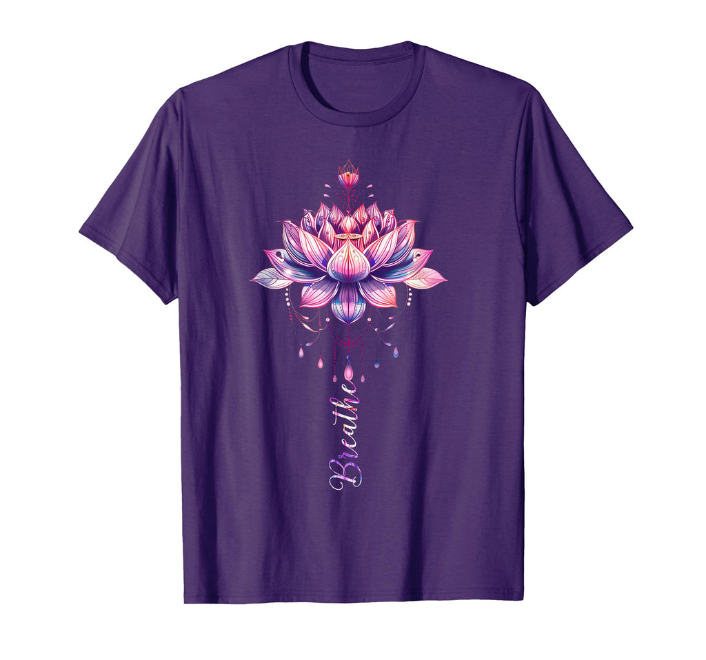Lotus Flower Yoga Meditation Breathe T-Shirt - Novelty Apparel Unisex - T-Shirt, Sweatshirt, Hoodie