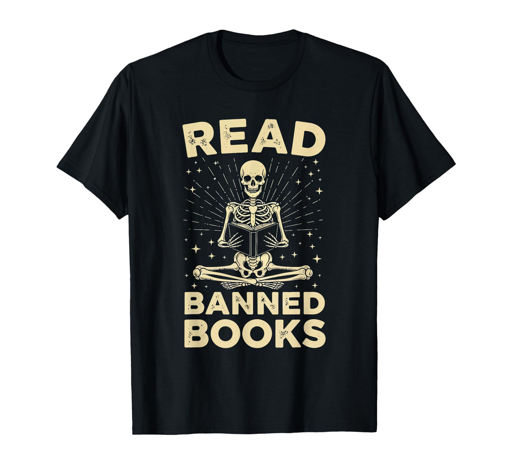 Funny Skeleton Read Banned Books T-Shirt - Aesthetic Graphic for Adults - T-Shirt, Sweatshirt, Hoodie