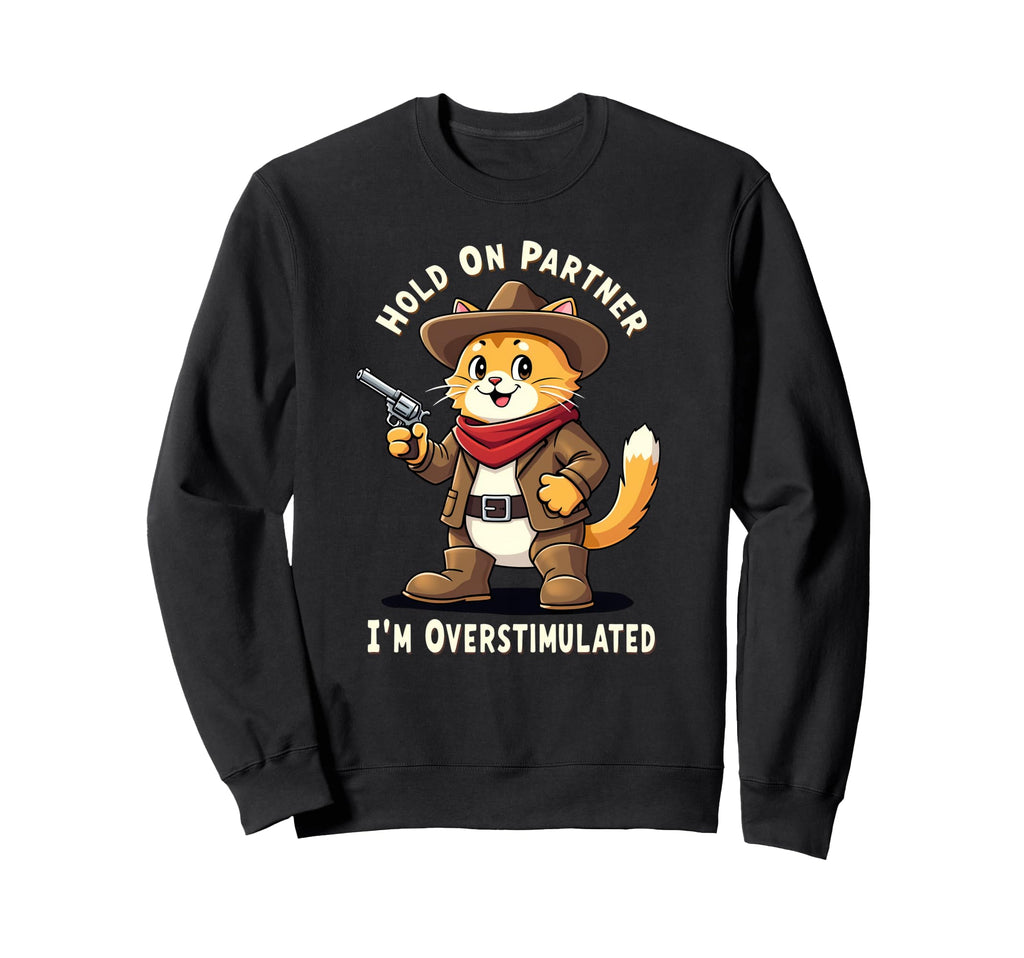 Hold Partner Im Overstimulated Funny Sweatshirt - Trendy Graphic Men Women - T-Shirt, Sweatshirt, Hoodie
