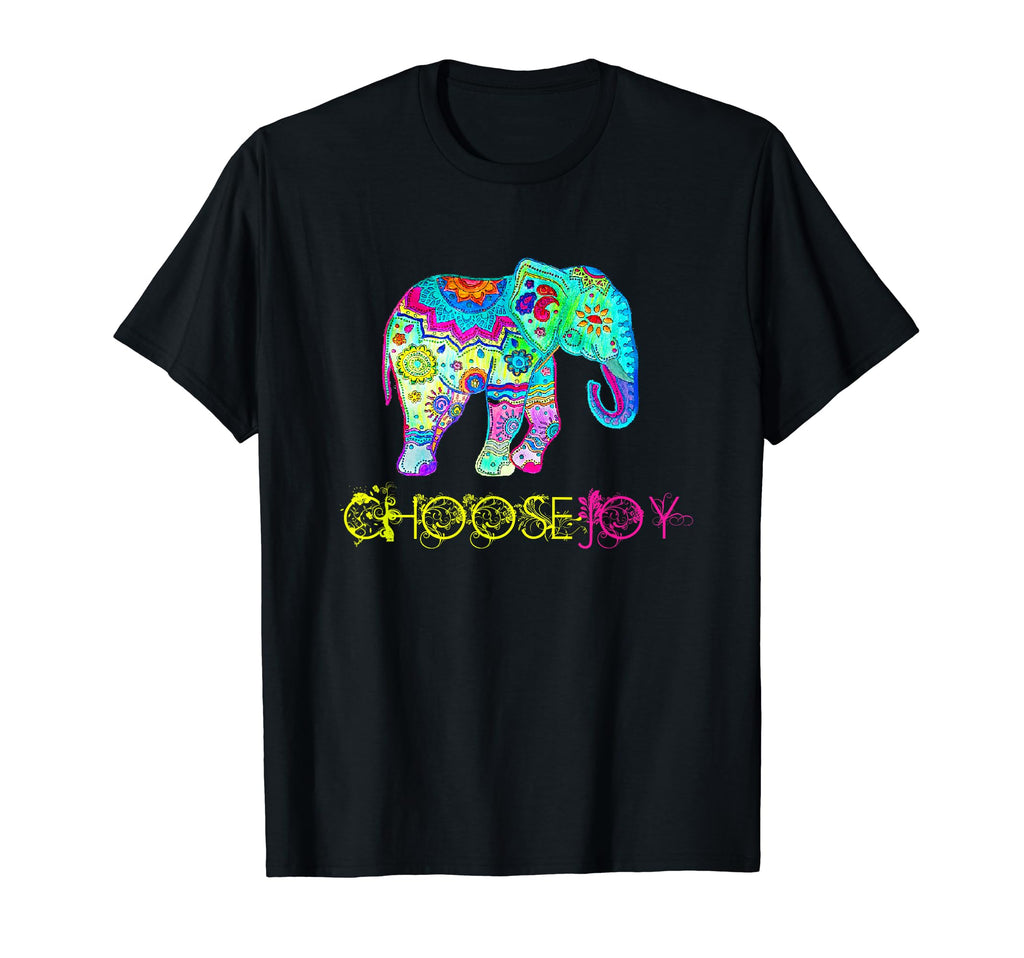 Choose Joy Boho Elephant Mandala T-Shirt - Novelty Apparel Men Women - T-Shirt, Sweatshirt, Hoodie