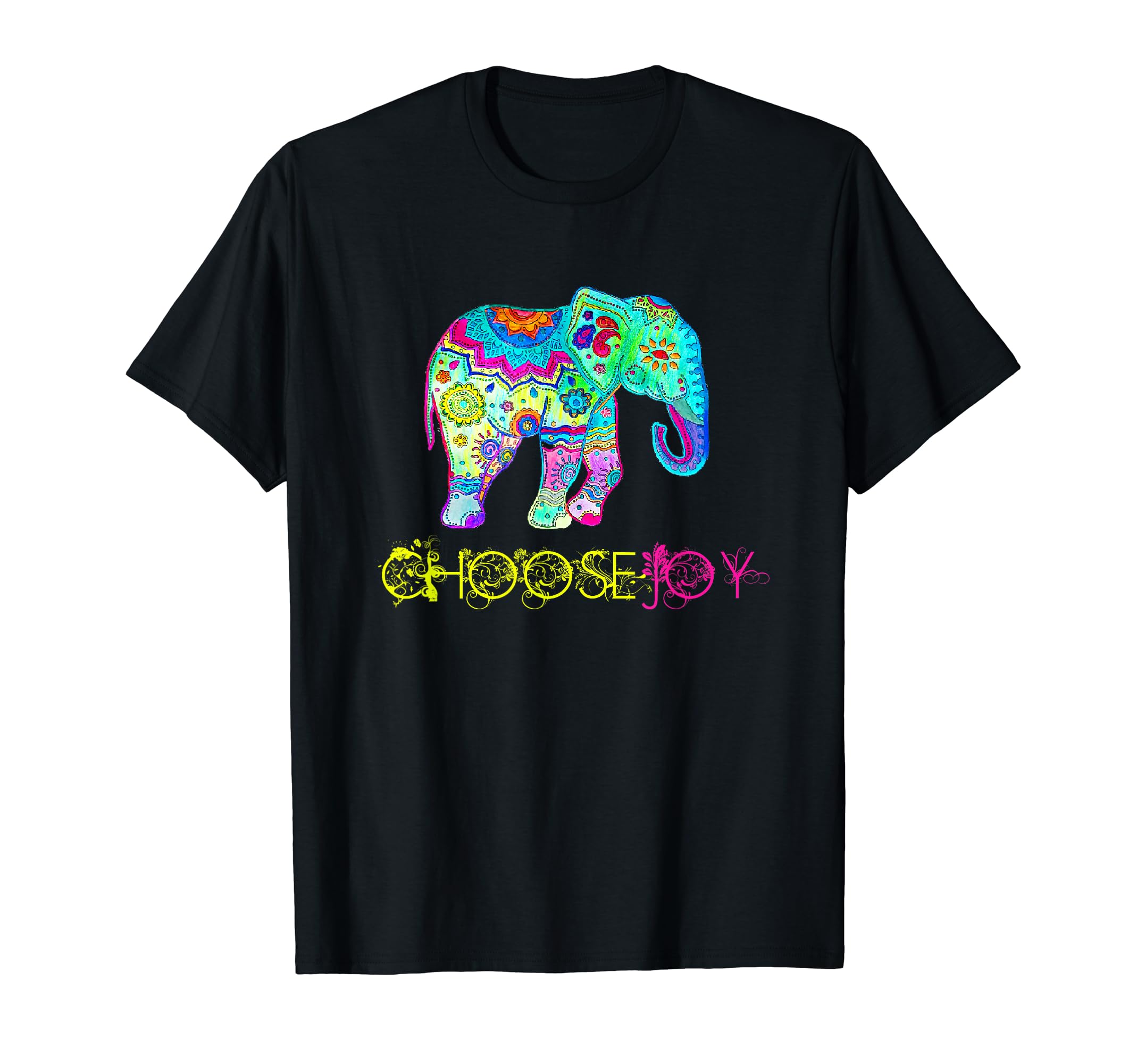 Choose Joy Boho Elephant Mandala T-Shirt - Novelty Apparel Men Women - T-Shirt, Sweatshirt, Hoodie