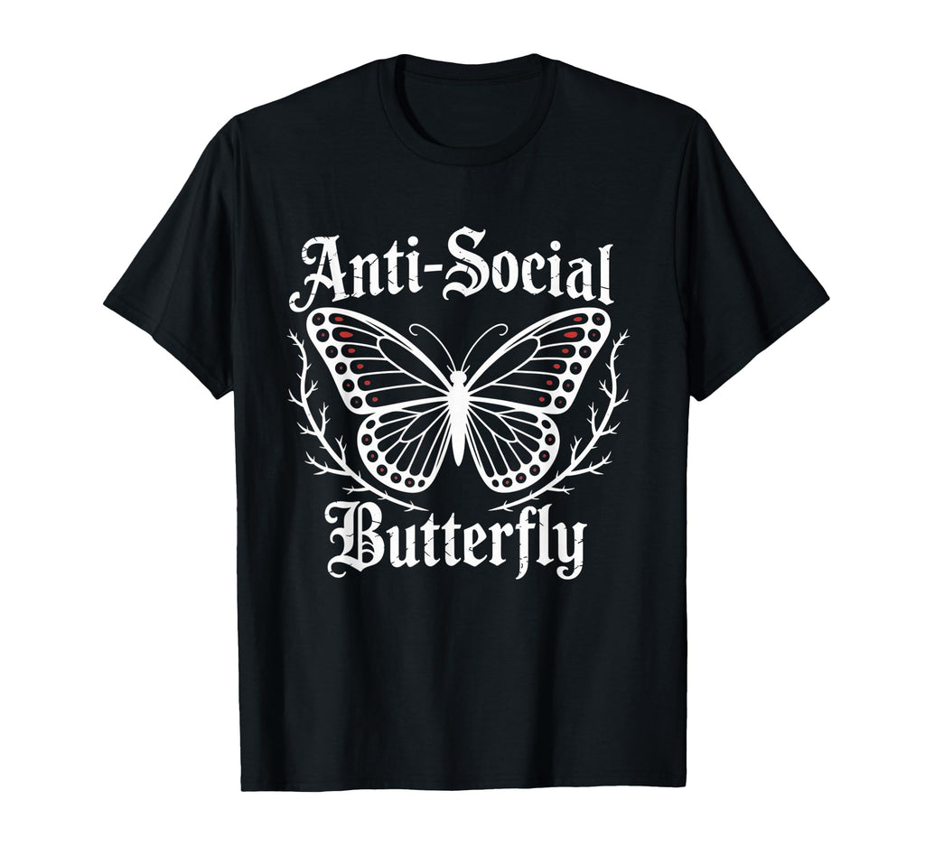 Antisocial Butterfly Gothic T-Shirt - Novelty Apparel for Adults - T-Shirt, Sweatshirt, Hoodie