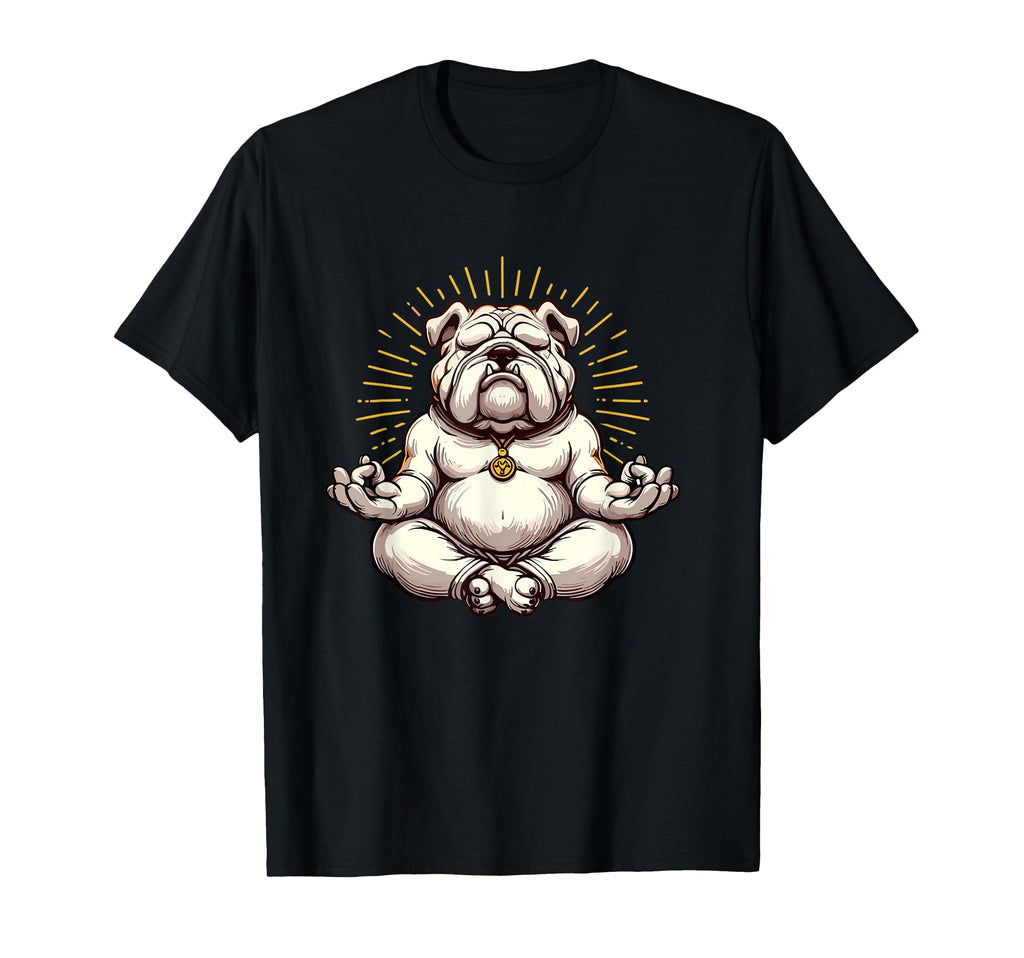 Meditation Bulldog Yoga Pose Relaxing T-Shirt - Unique Graphic Men Women - T-Shirt, Sweatshirt, Hoodie