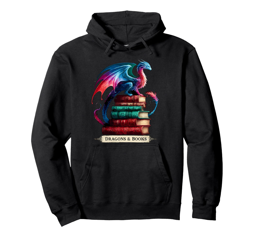 Dragons And Books Dragonworm Book Lover Hoodie - Trendy Graphic for Adults - T-Shirt, Sweatshirt, Hoodie