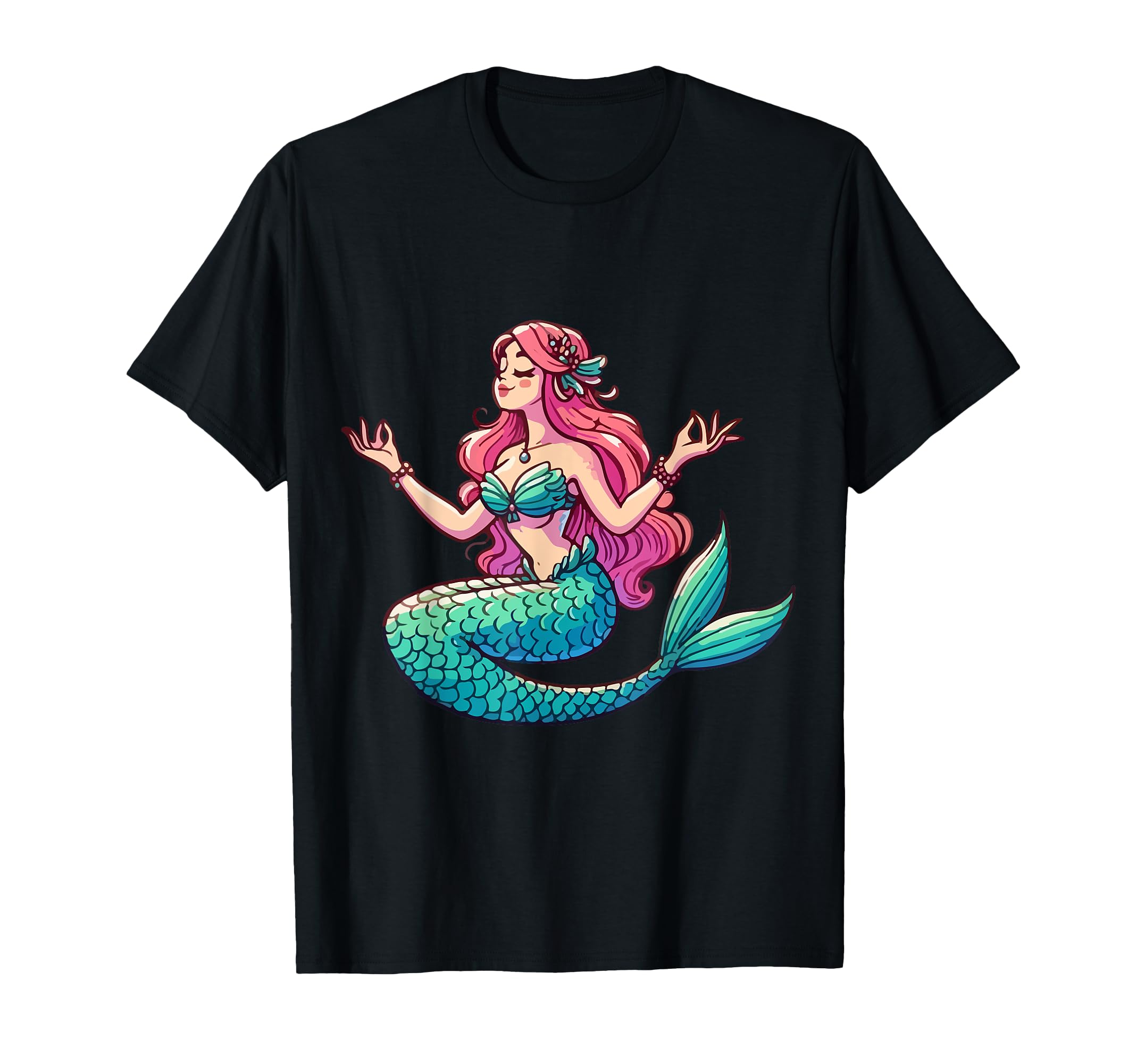 Meditation Mermaid Yoga Pose Relaxing T-Shirt - Graphic Print for Adults - T-Shirt, Sweatshirt, Hoodie