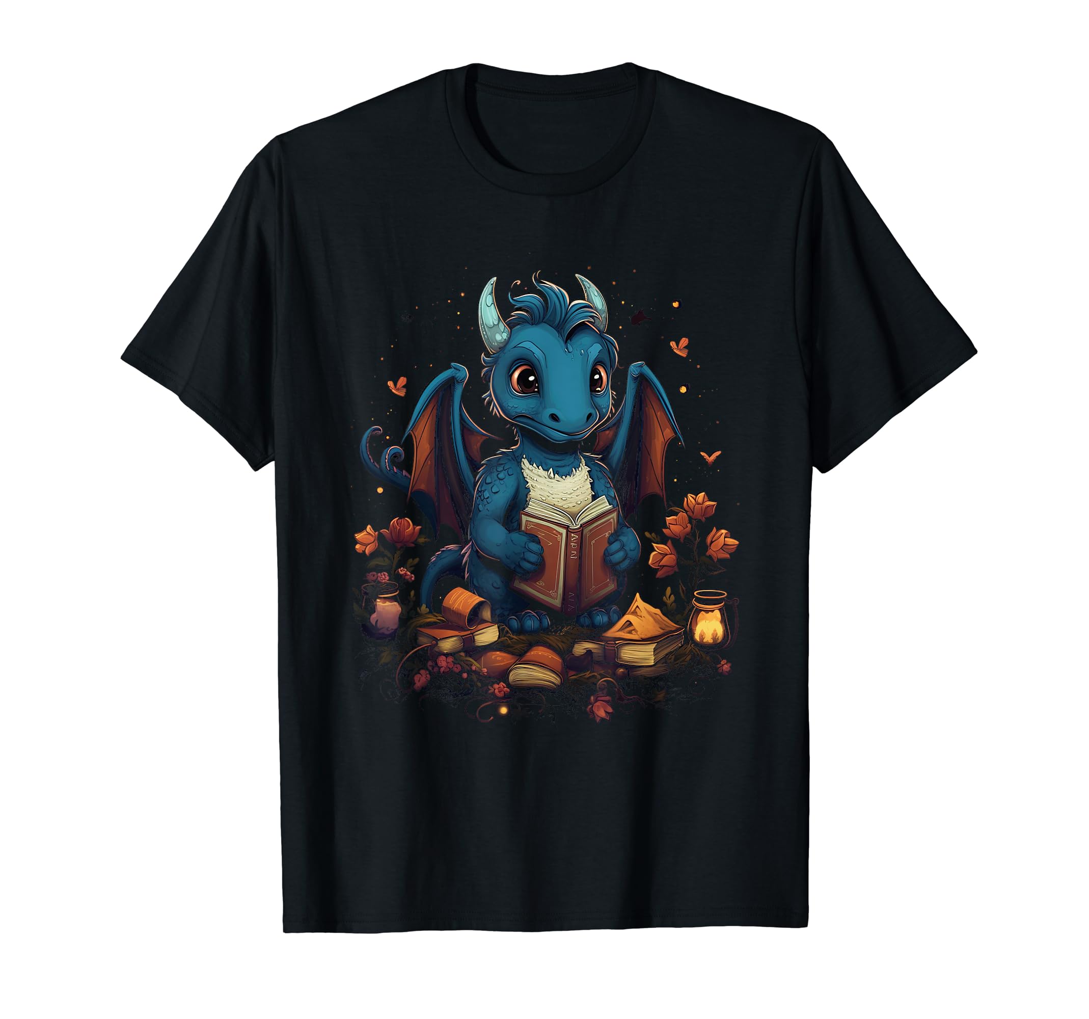 Book Dragon Reading Books Bookworm T-Shirt - Minimalist Print for Adults - T-Shirt, Sweatshirt, Hoodie