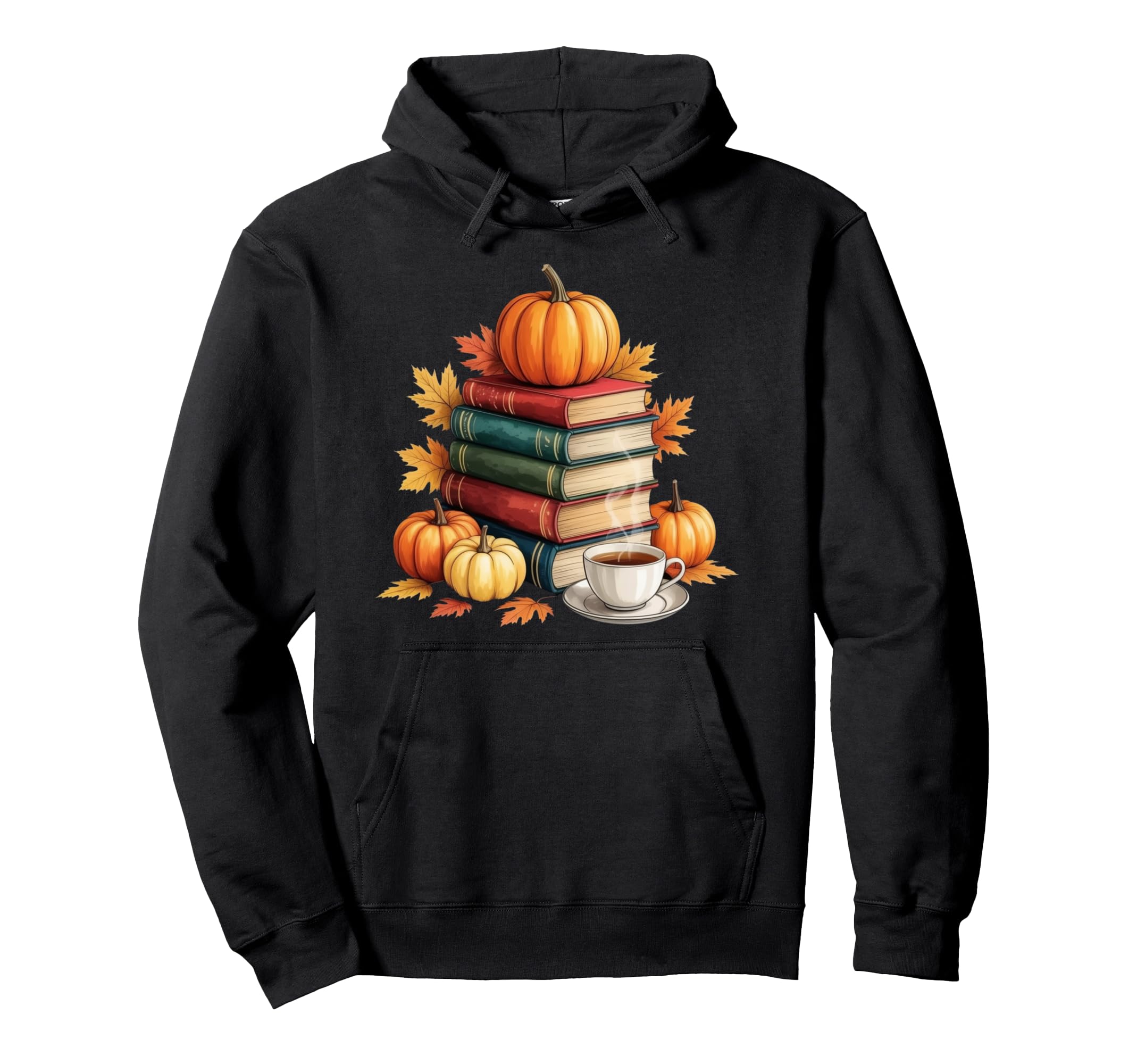Cozy Fall Reading Books Pumpkin Hoodie - Fun Novelty Design for Adults - T-Shirt, Sweatshirt, Hoodie