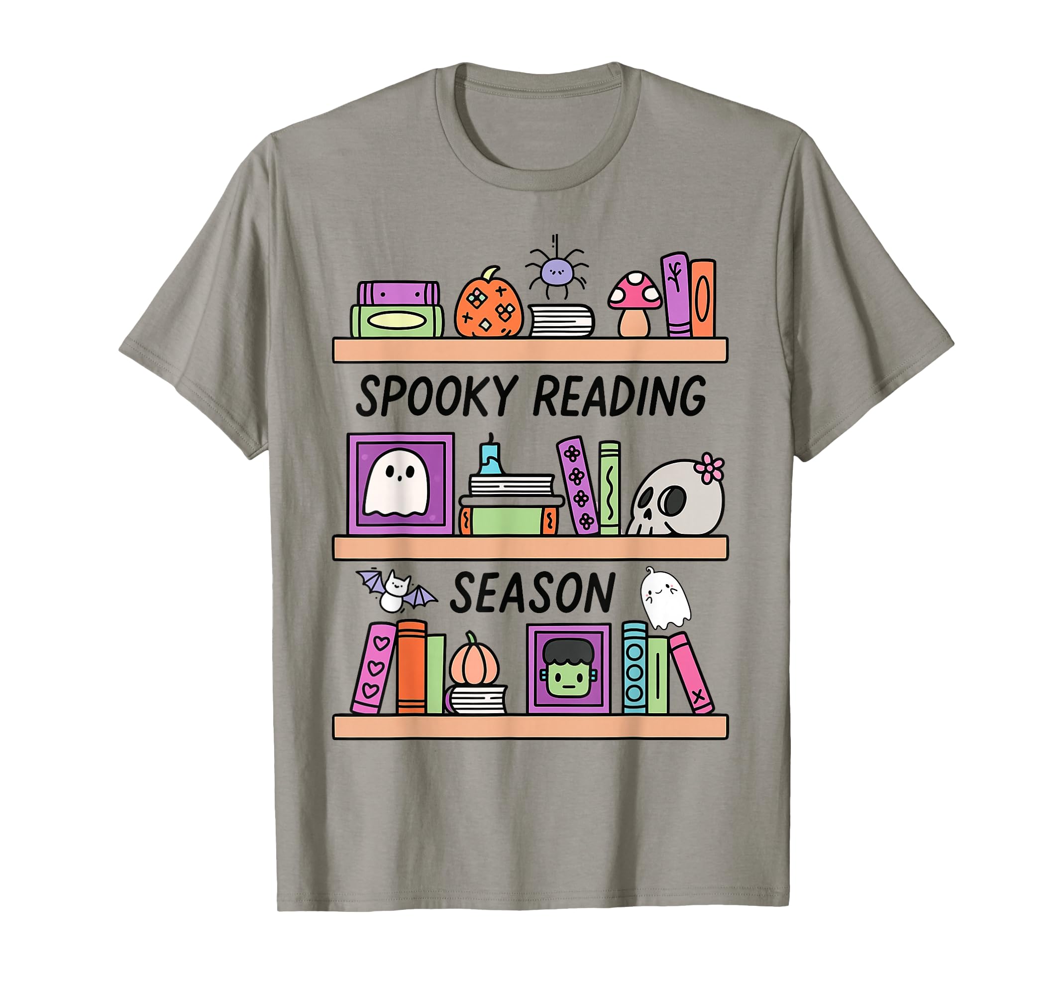 Book Lover Spooky Season Bookshelf T-Shirt - Graphic Print Unisex - T-Shirt, Sweatshirt, Hoodie