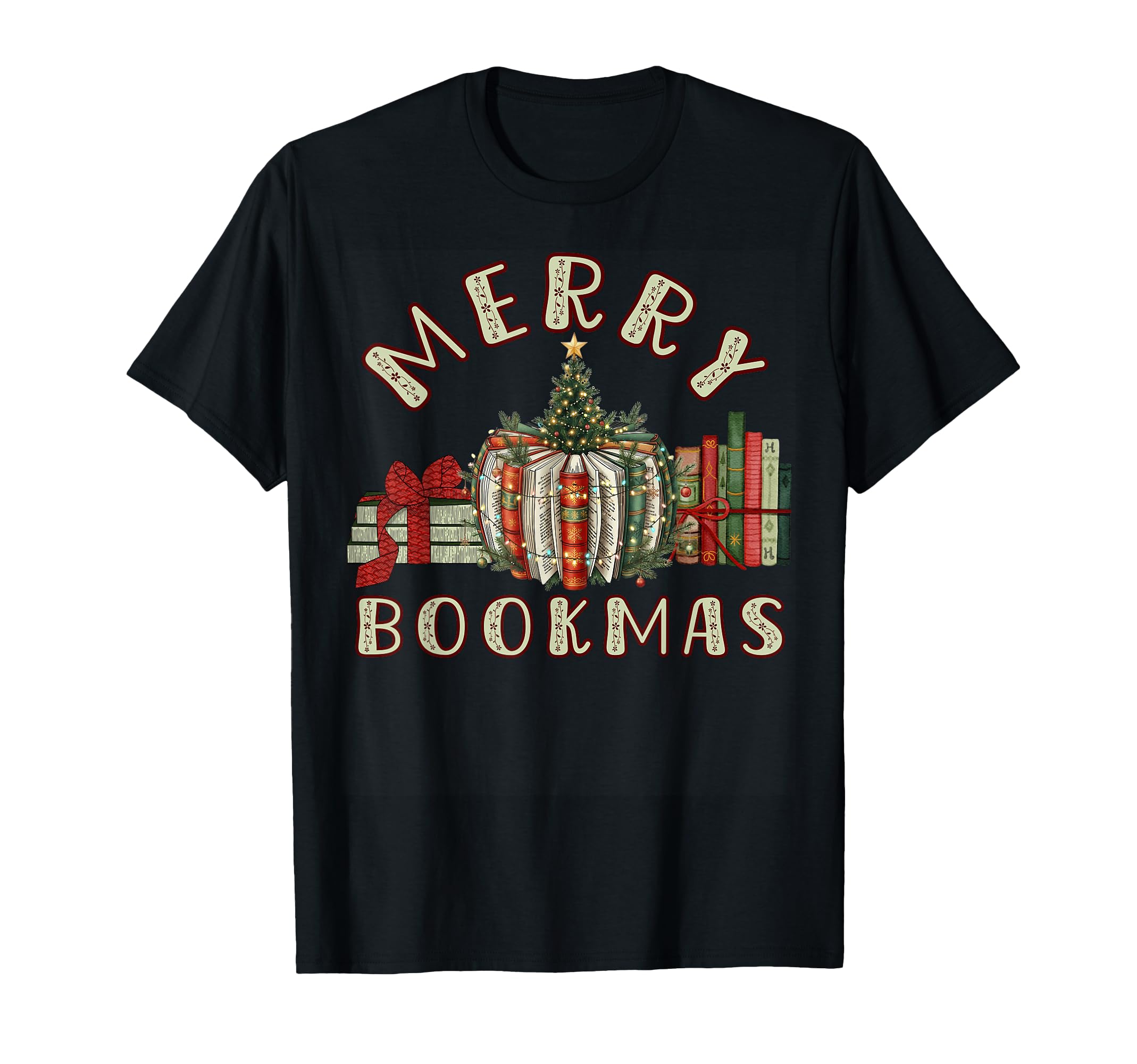 Book Lovers Merry Bookmas T-Shirt - Unique Graphic for Adults - T-Shirt, Sweatshirt, Hoodie
