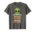 Alien Reading Book Pile Books Funny T-Shirt - Aesthetic Graphic Men Women - T-Shirt, Sweatshirt, Hoodie