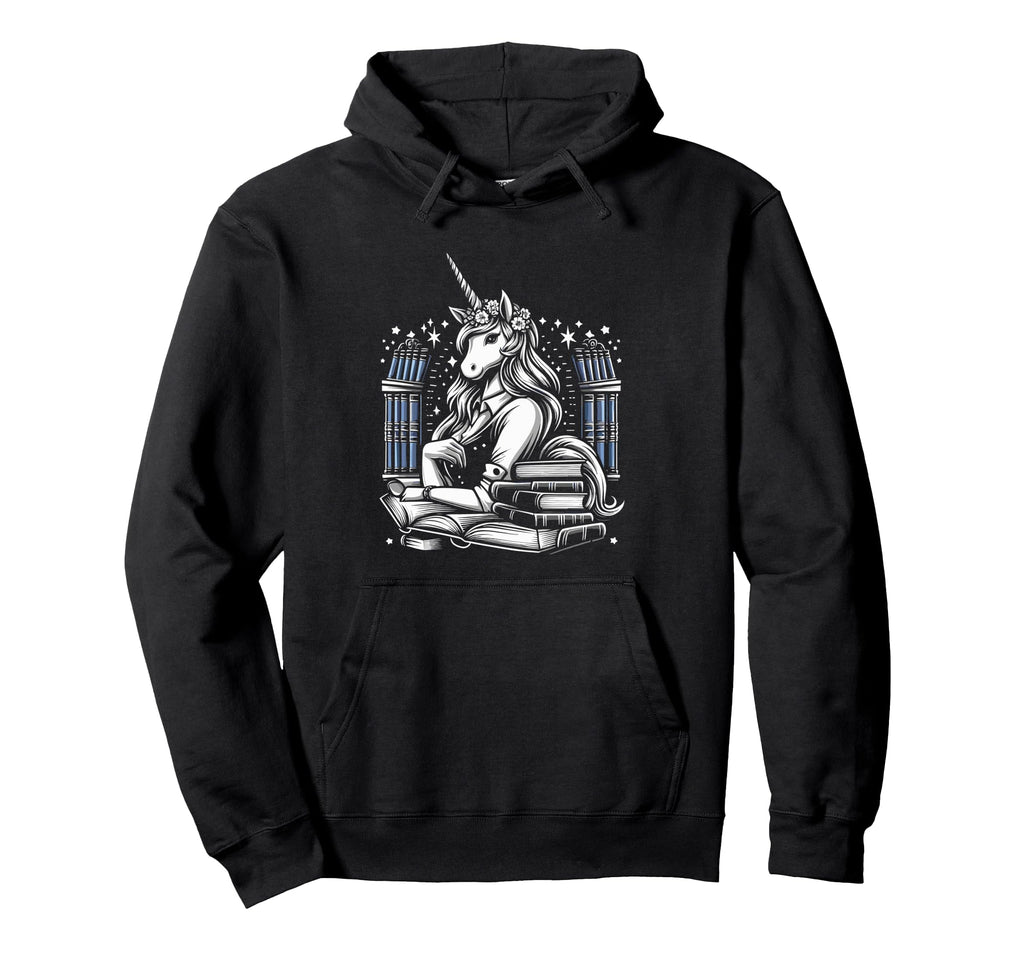 Unicorn Librarian Library Book Hoodie - Aesthetic Graphic for Adults - T-Shirt, Sweatshirt, Hoodie