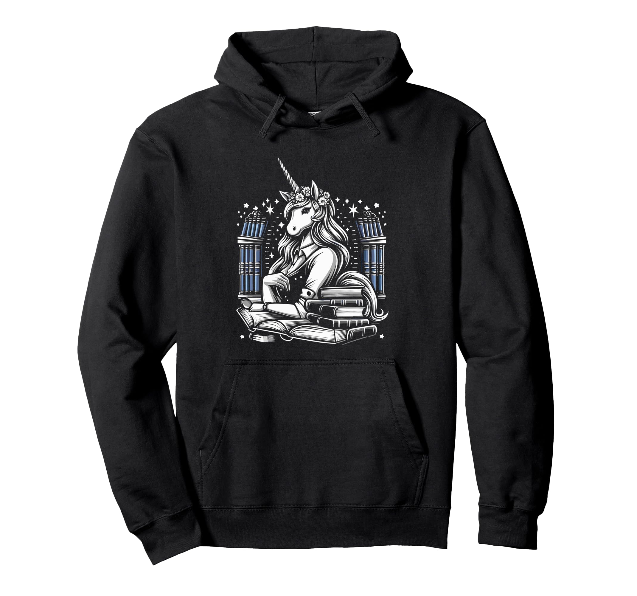 Unicorn Librarian Library Book Hoodie - Aesthetic Graphic for Adults - T-Shirt, Sweatshirt, Hoodie
