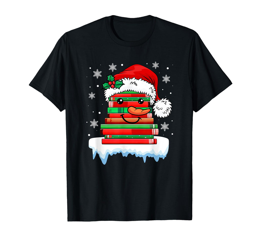 Librarian Book Santa Hat Reader Snow T-Shirt - Graphic Print Men Women - T-Shirt, Sweatshirt, Hoodie