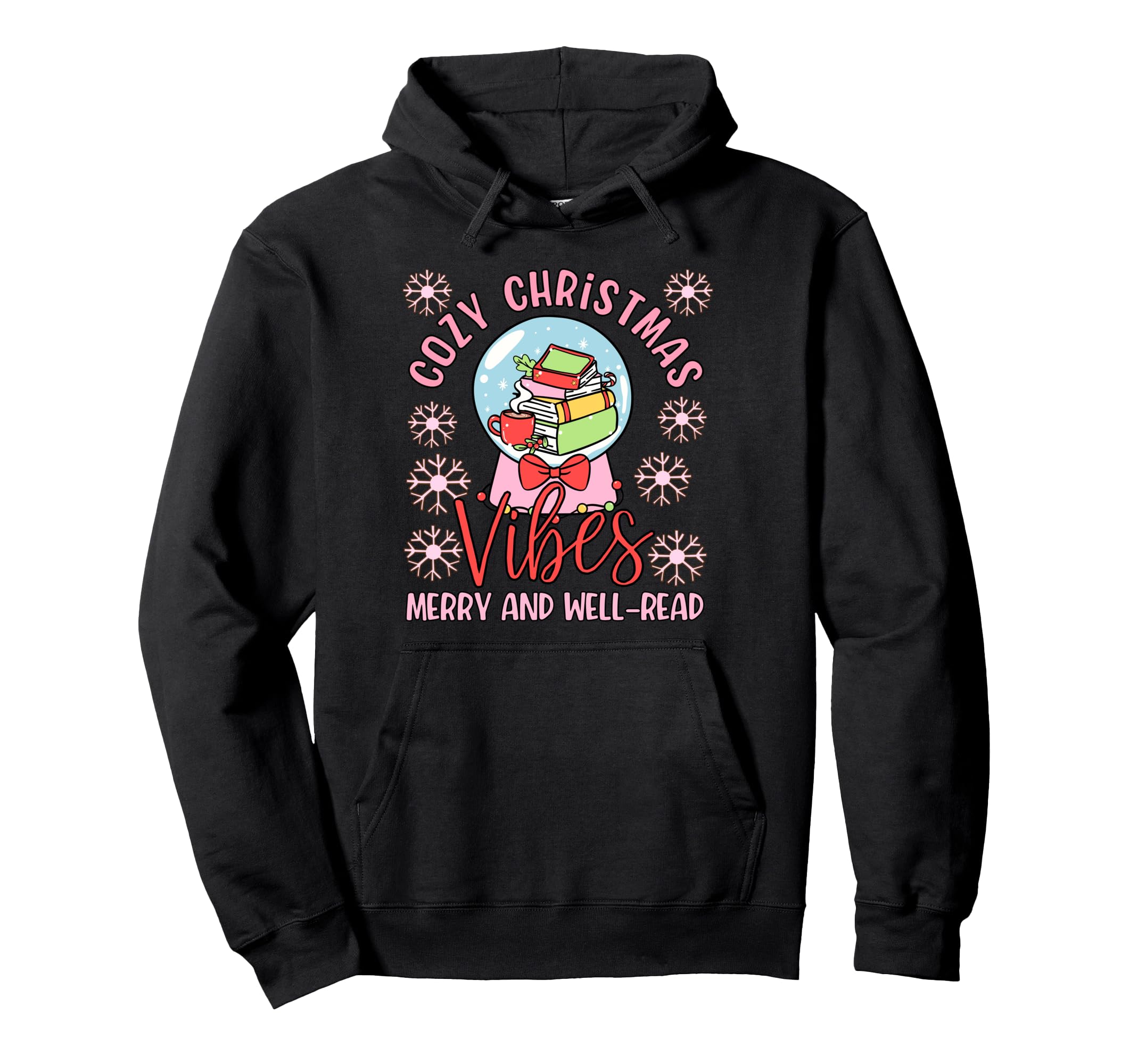 Cozy Vibes Snow Globe And Books Hoodie - Trendy Graphic Men Women - T-Shirt, Sweatshirt, Hoodie