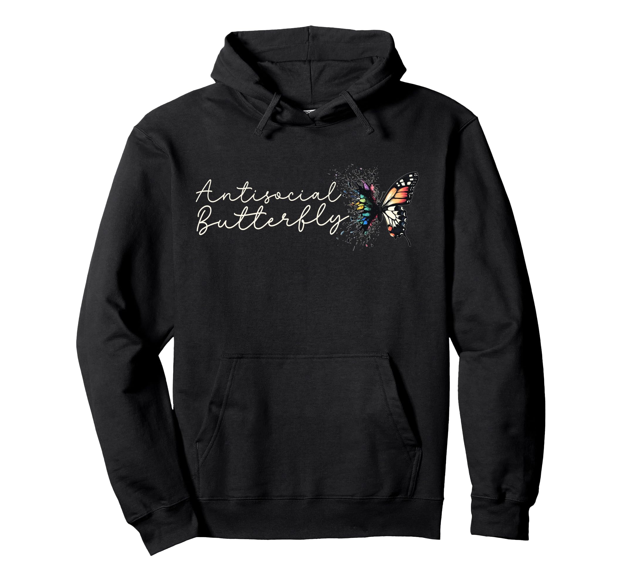 Antisocial Butterfly Hoodie - Casual Everyday Wear Men Women - T-Shirt, Sweatshirt, Hoodie