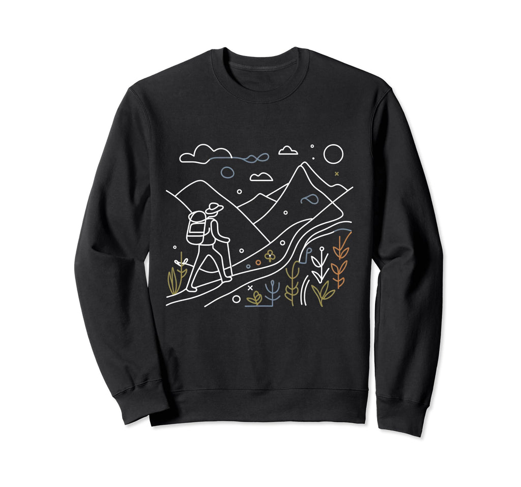 Summit Hiker Minimalist Abstract Sweatshirt - Fun Novelty Design Men Women - T-Shirt, Sweatshirt, Hoodie
