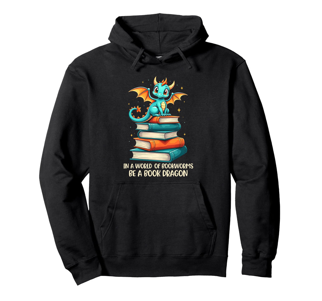 Book Dragon Reading Lover Fantasy Worm Hoodie - Novelty Apparel Unisex - T-Shirt, Sweatshirt, Hoodie