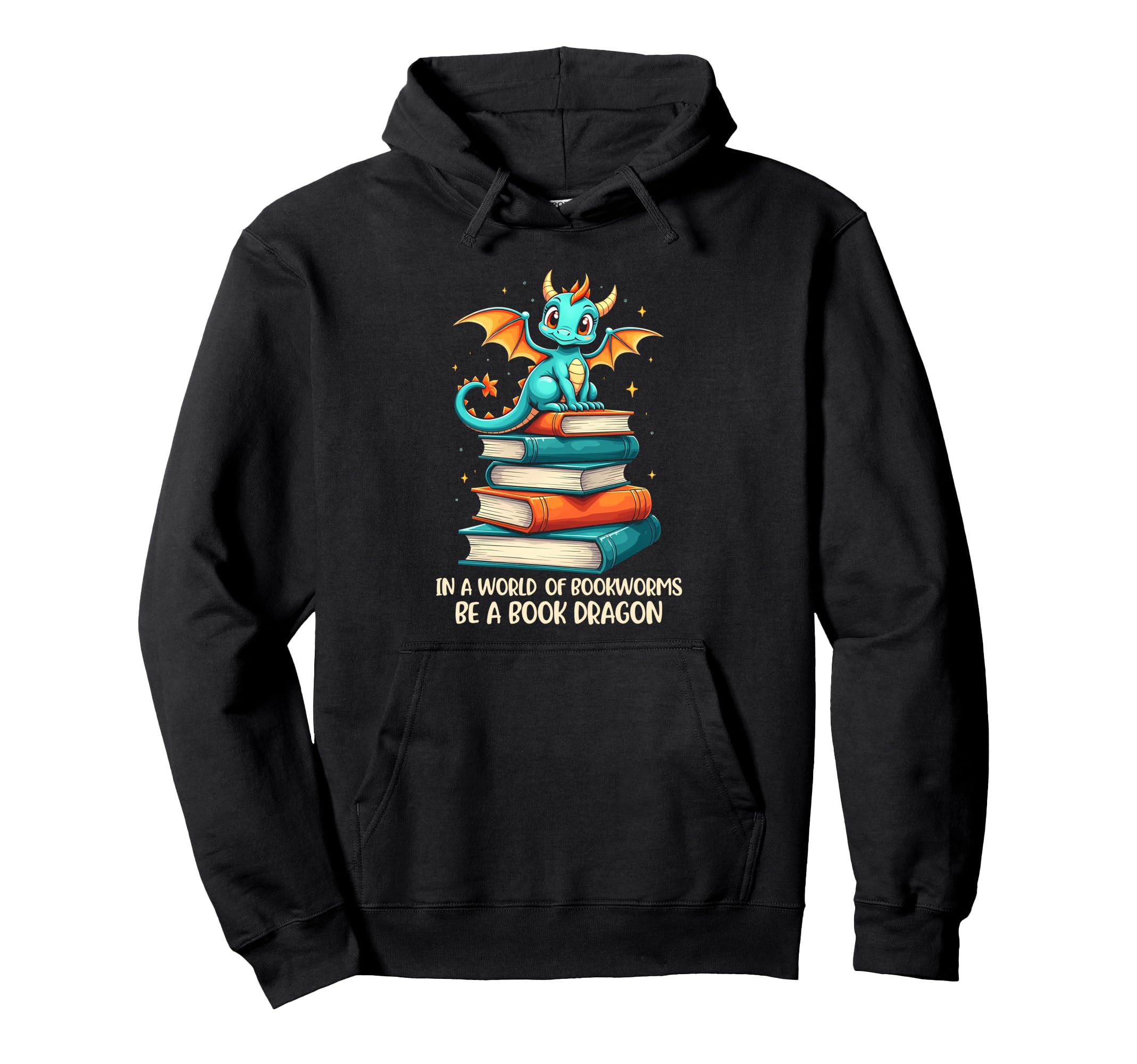Book Dragon Reading Lover Fantasy Worm Hoodie - Novelty Apparel Unisex - T-Shirt, Sweatshirt, Hoodie