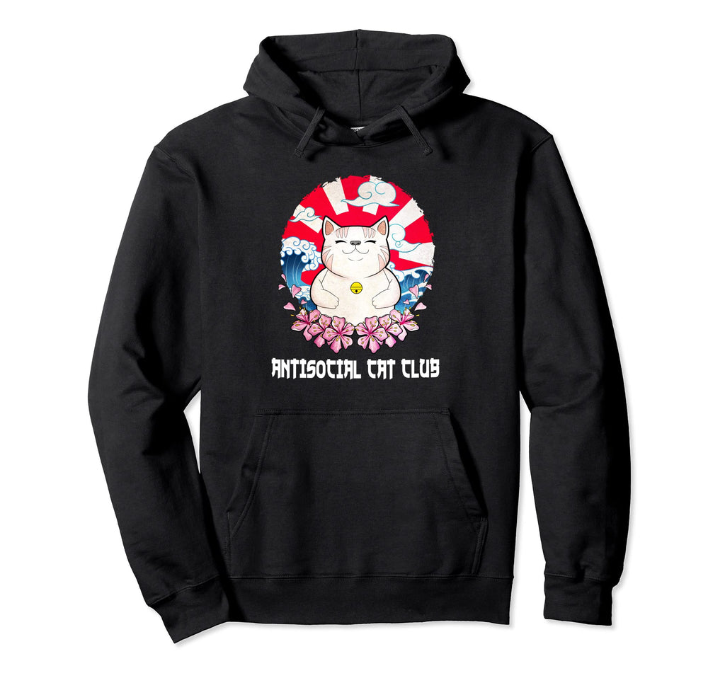 Antisocial Cat Club Introvert Cat Hoodie - Fun Novelty Design for Adults - T-Shirt, Sweatshirt, Hoodie
