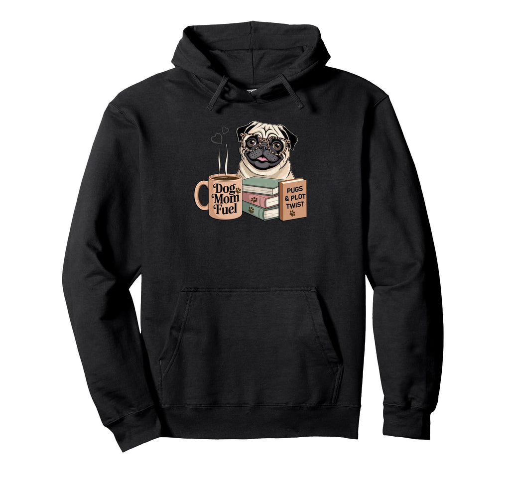 Pugs And Coffee Dog Moms Who Love Books Hoodie - Fun Novelty Design Unisex - T-Shirt, Sweatshirt, Hoodie