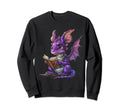 Dragon Reading Book Animal Sweatshirt - Casual Everyday Wear Men Women - T-Shirt, Sweatshirt, Hoodie
