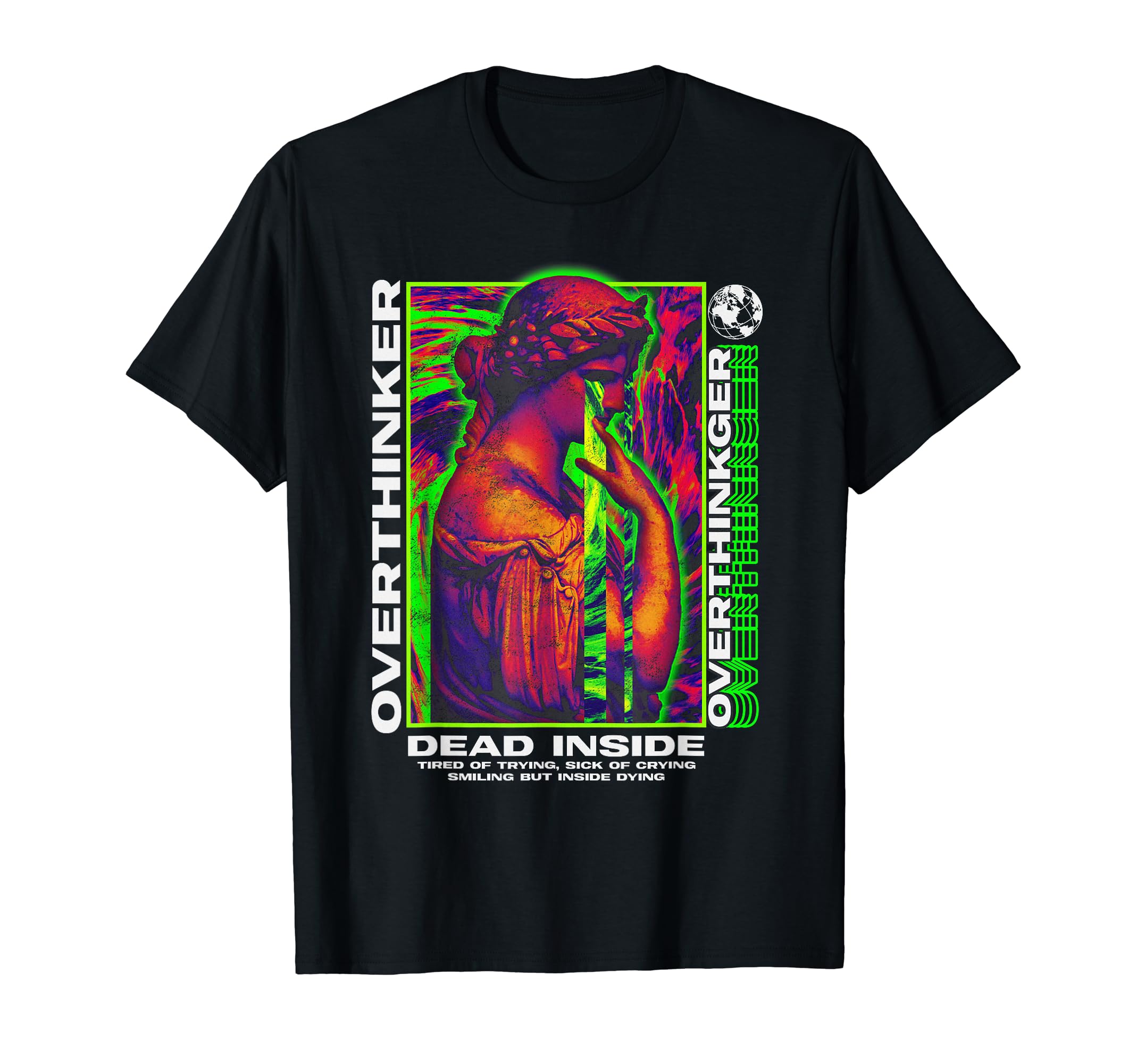 Overthinker Sculpture Sad Aesthetic Edgy T-Shirt - Unique Graphic Unisex - T-Shirt, Sweatshirt, Hoodie