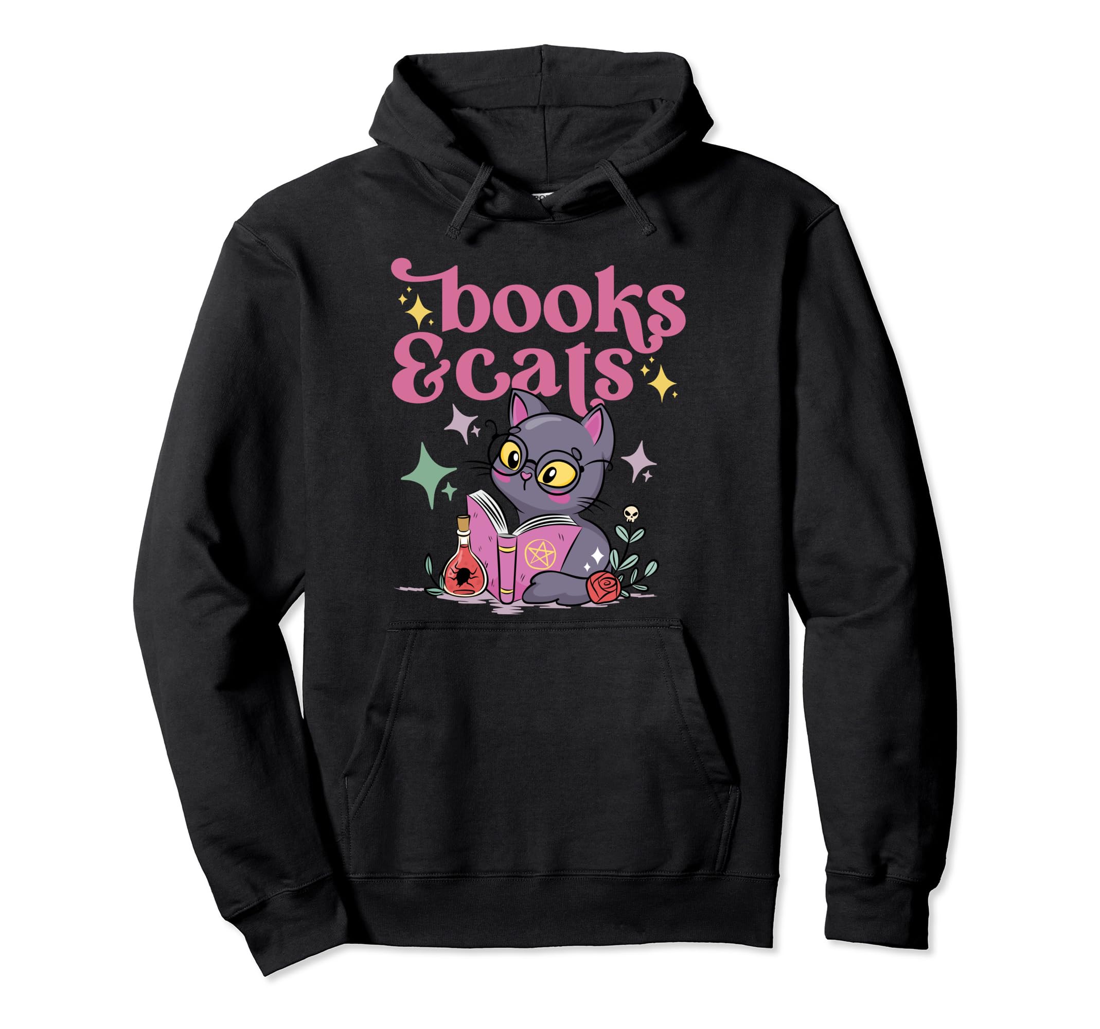 Books And Cats Cat Lover Book Lover Hoodie - Novelty Apparel for Adults - T-Shirt, Sweatshirt, Hoodie