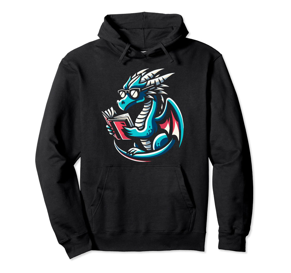 Dragon Reading Book Dragon Enthusiast Hoodie - Novelty Apparel for Adults - T-Shirt, Sweatshirt, Hoodie
