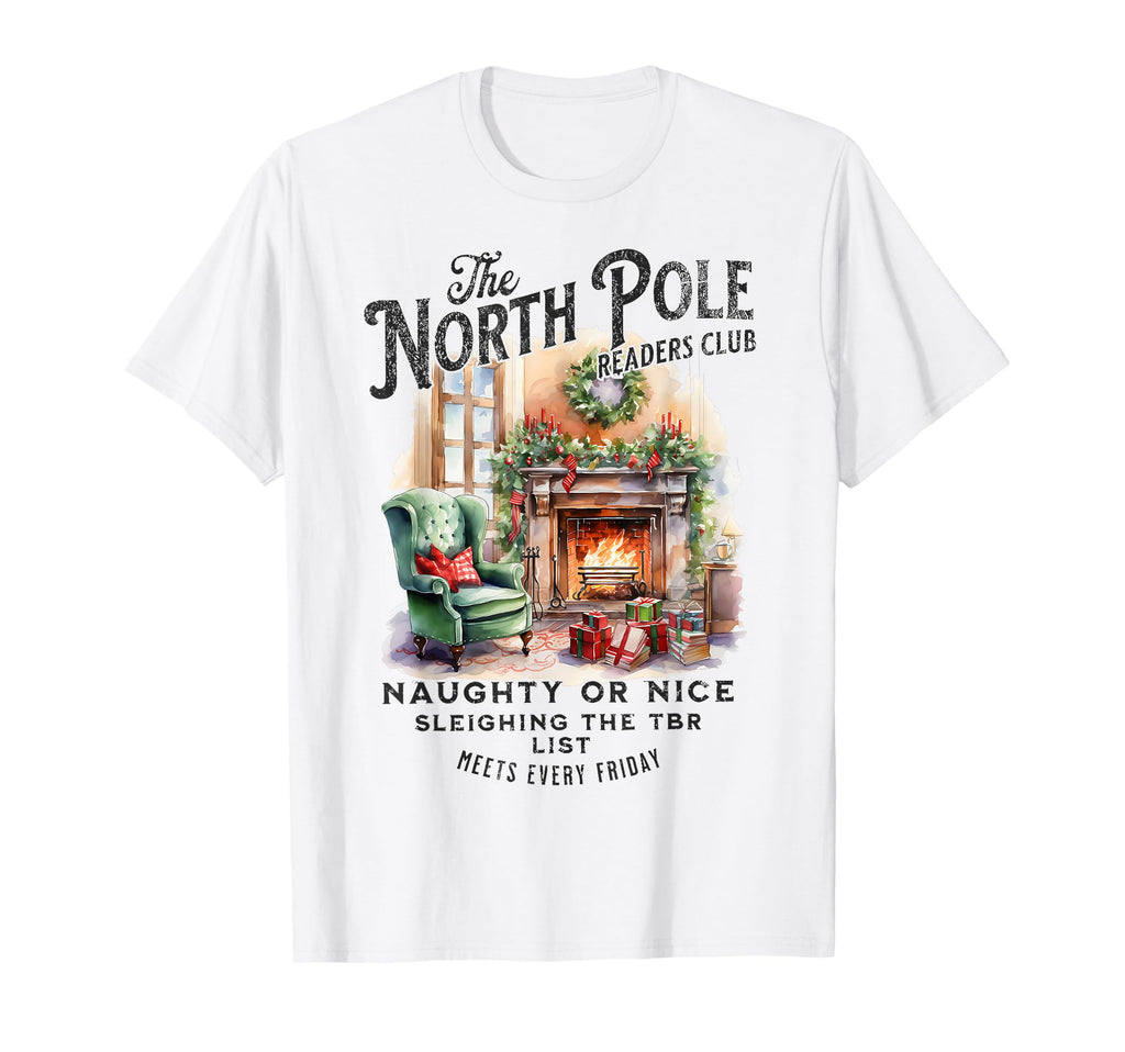 North Pole Reads Club Bookish Holiday T-Shirt - Trendy Graphic Men Women - T-Shirt, Sweatshirt, Hoodie
