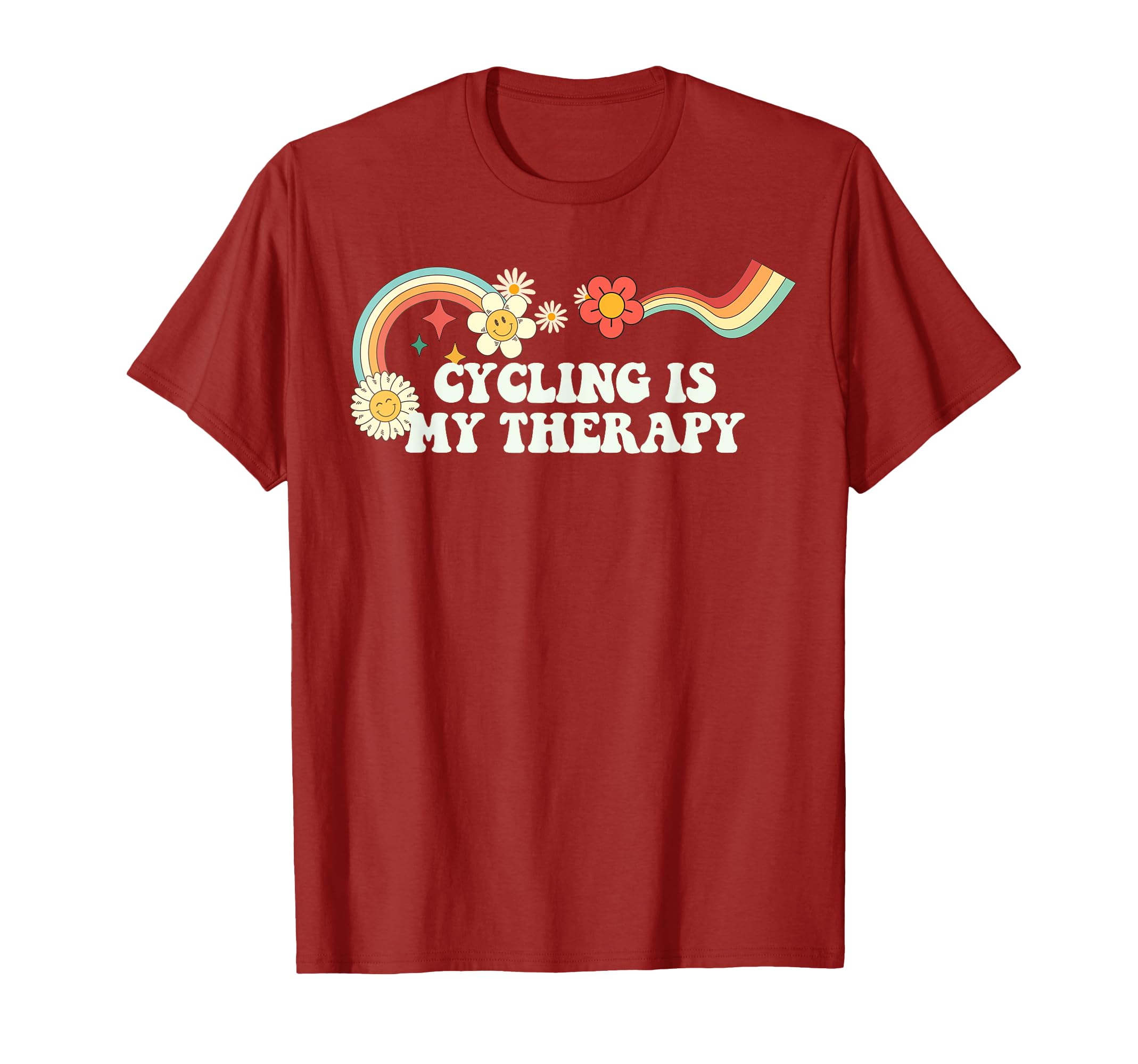 Groovy Cycling Is My Therapy Art T-Shirt - Aesthetic Graphic Men Women - T-Shirt, Sweatshirt, Hoodie