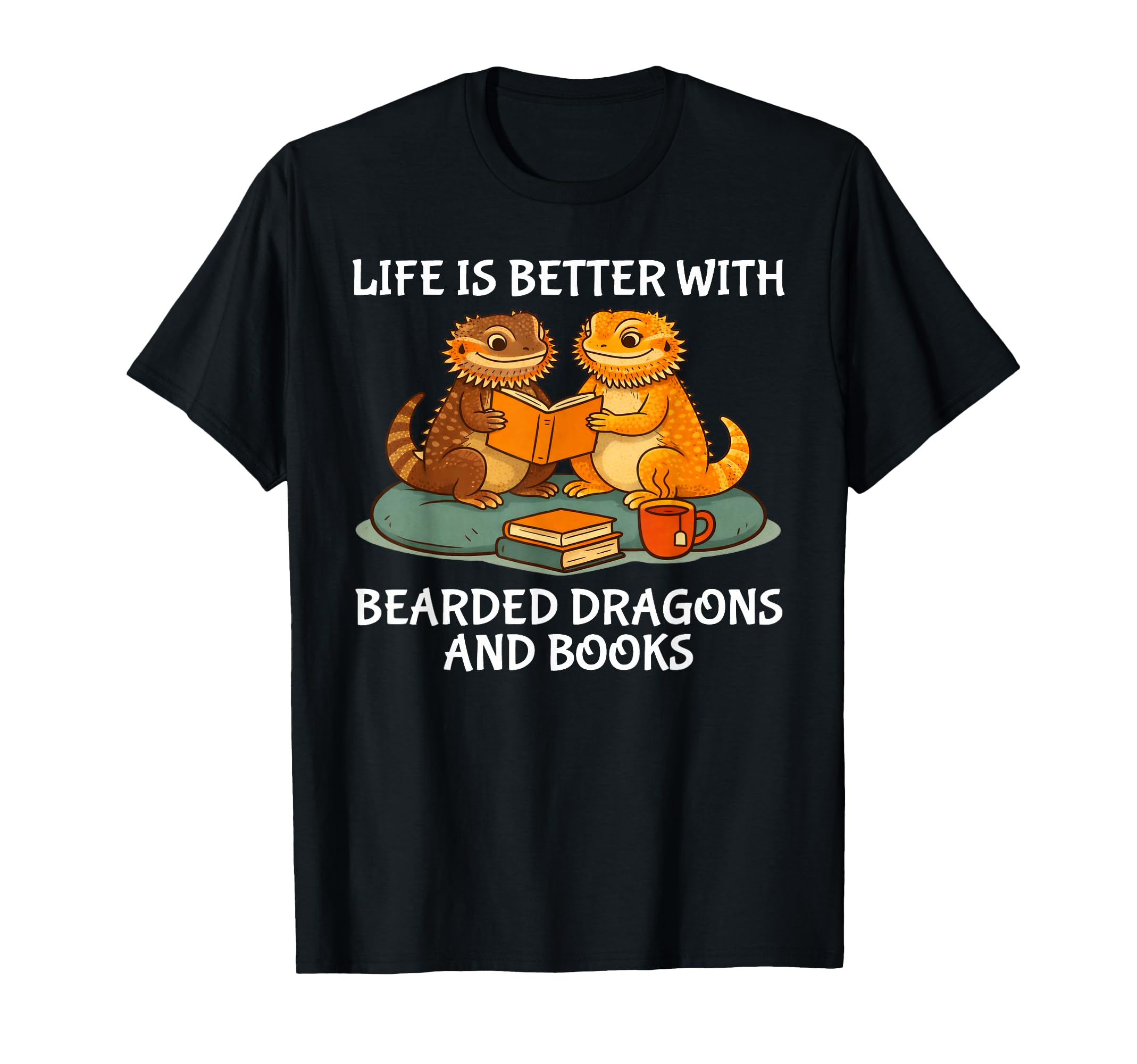 Life Is Better Bearded Dragons And Books T-Shirt - Graphic Print Unisex - T-Shirt, Sweatshirt, Hoodie