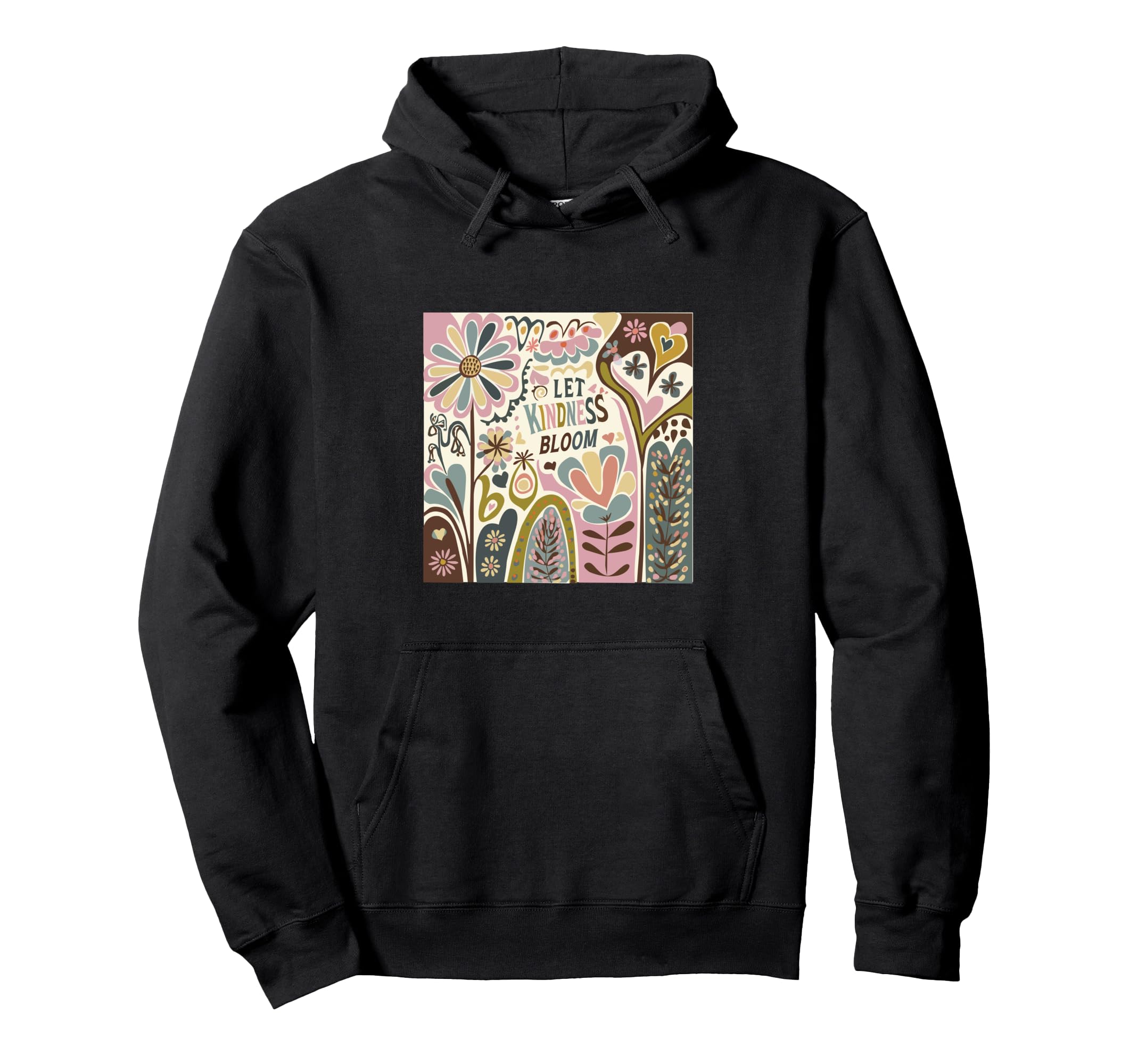 Let Kindness Bloom Boho Flower Hoodie - Aesthetic Graphic for Adults - T-Shirt, Sweatshirt, Hoodie
