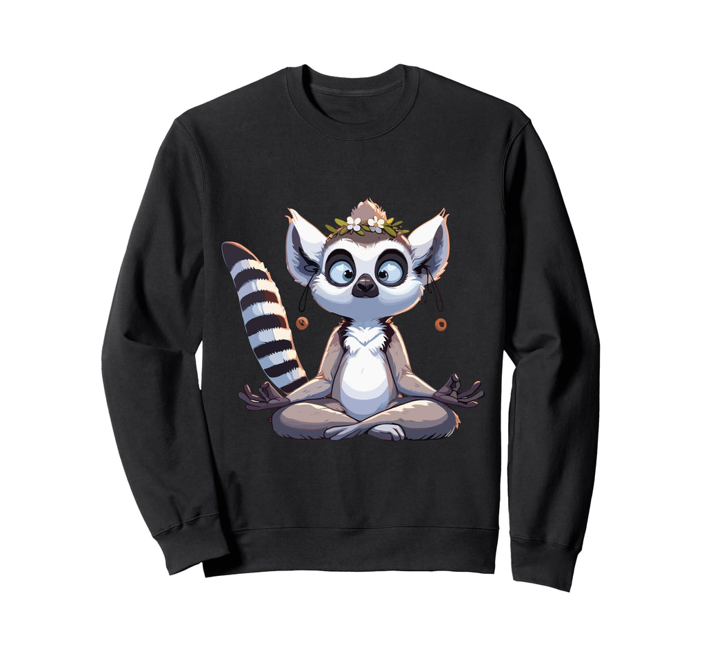 Meditation Lemur Yoga Pose Relaxing Sweatshirt - Graphic Print for Adults - T-Shirt, Sweatshirt, Hoodie