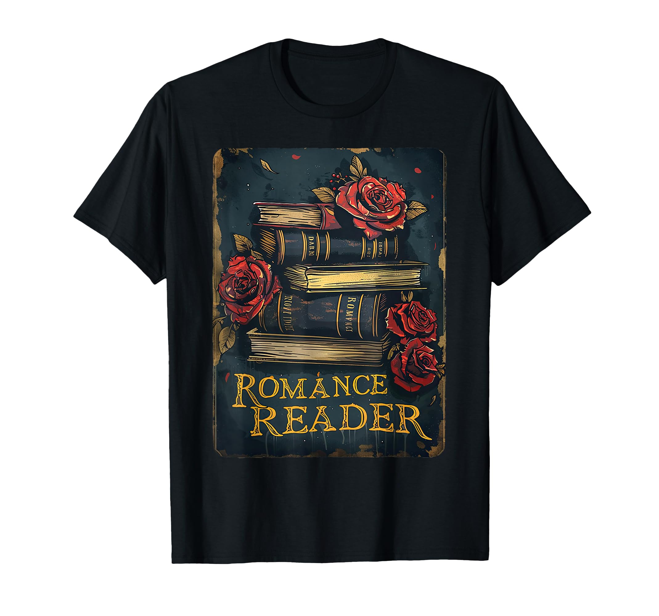 Romance Reader Floral Books Bookworm T-Shirt - Unique Graphic Unisex - T-Shirt, Sweatshirt, Hoodie