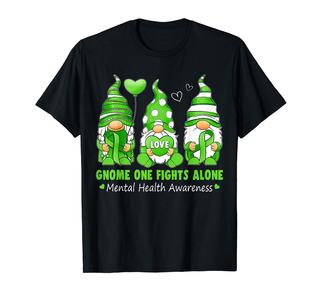Gnome One Fights Alone Mental Health T-Shirt - Unique Graphic for Adults - T-Shirt, Sweatshirt, Hoodie