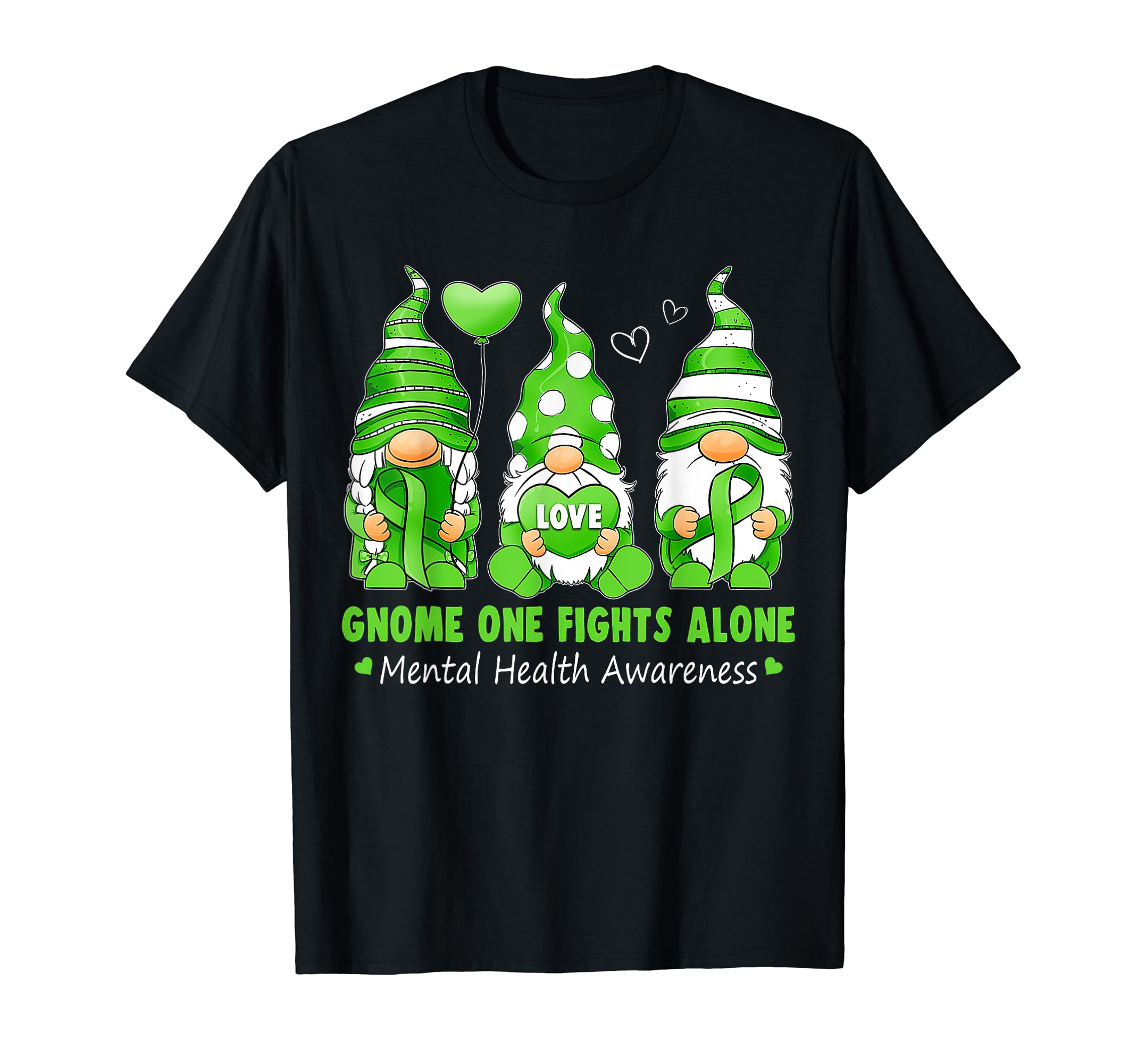 Gnome One Fights Alone Mental Health T-Shirt - Unique Graphic for Adults - T-Shirt, Sweatshirt, Hoodie